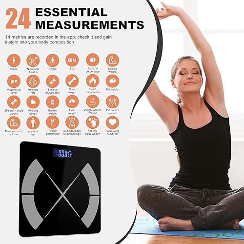 Miniatura 2 de APP Báscula de grasa corporal Báscula de peso inteligente Báscula corporal Báscula de peso inteligente recargable, báscula de baño digital con