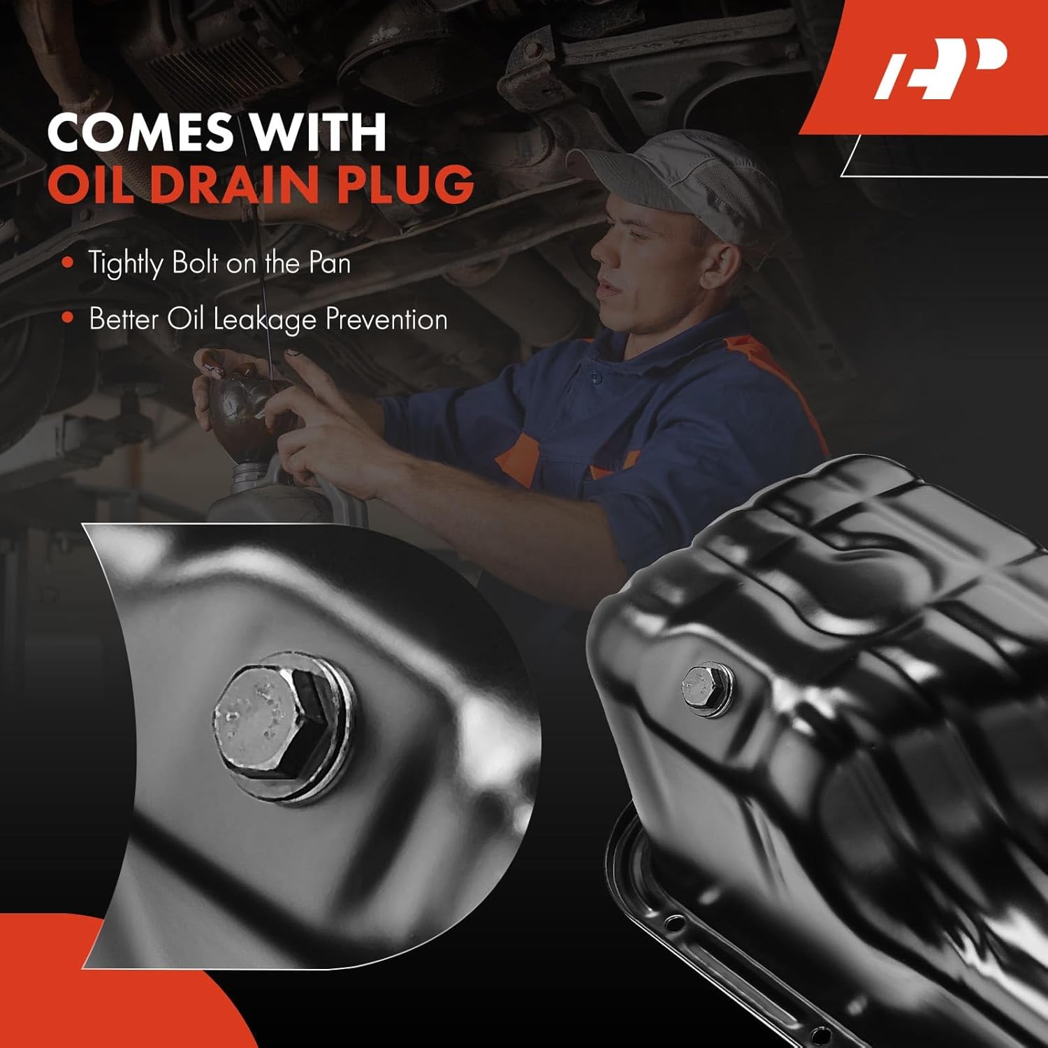 A-Premium Engine Oil Pan Sump with Drain Plug Compatible with Nissan 200SX 1995-1998, NX 1991-1993, Pulsar NX 1989-1990, Sentra 1989-2006, L4 1.6L