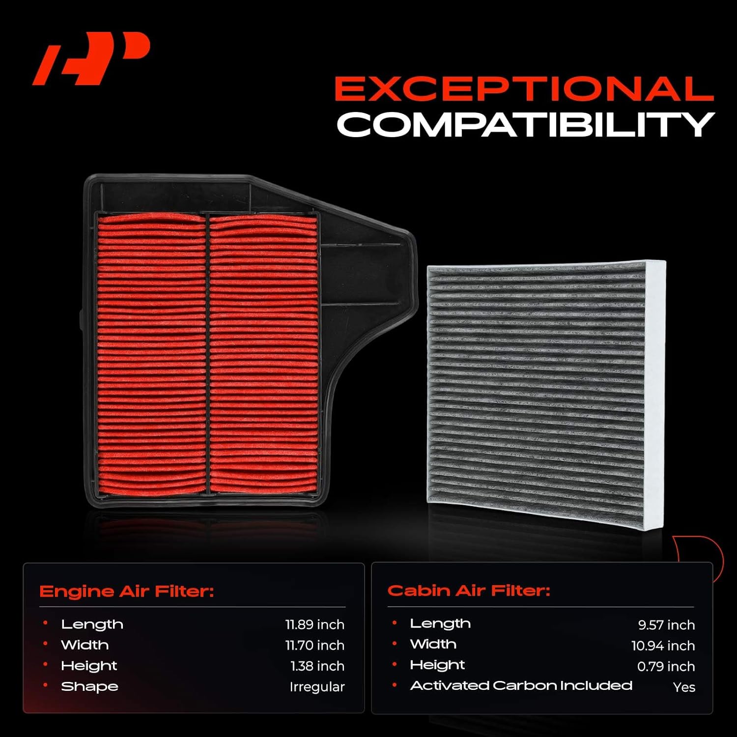 A-Premium Engine & Cabin Air Filter with Activated Carbon Compatible with Nissan Altima 2013-2018, 2.5L