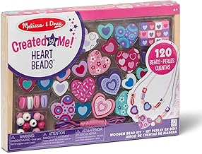 Melissa & Doug Jewellery-Making Kit, Multicolor, Sweet Hearts Bead Set, Over 120 Beads, 5 Cords