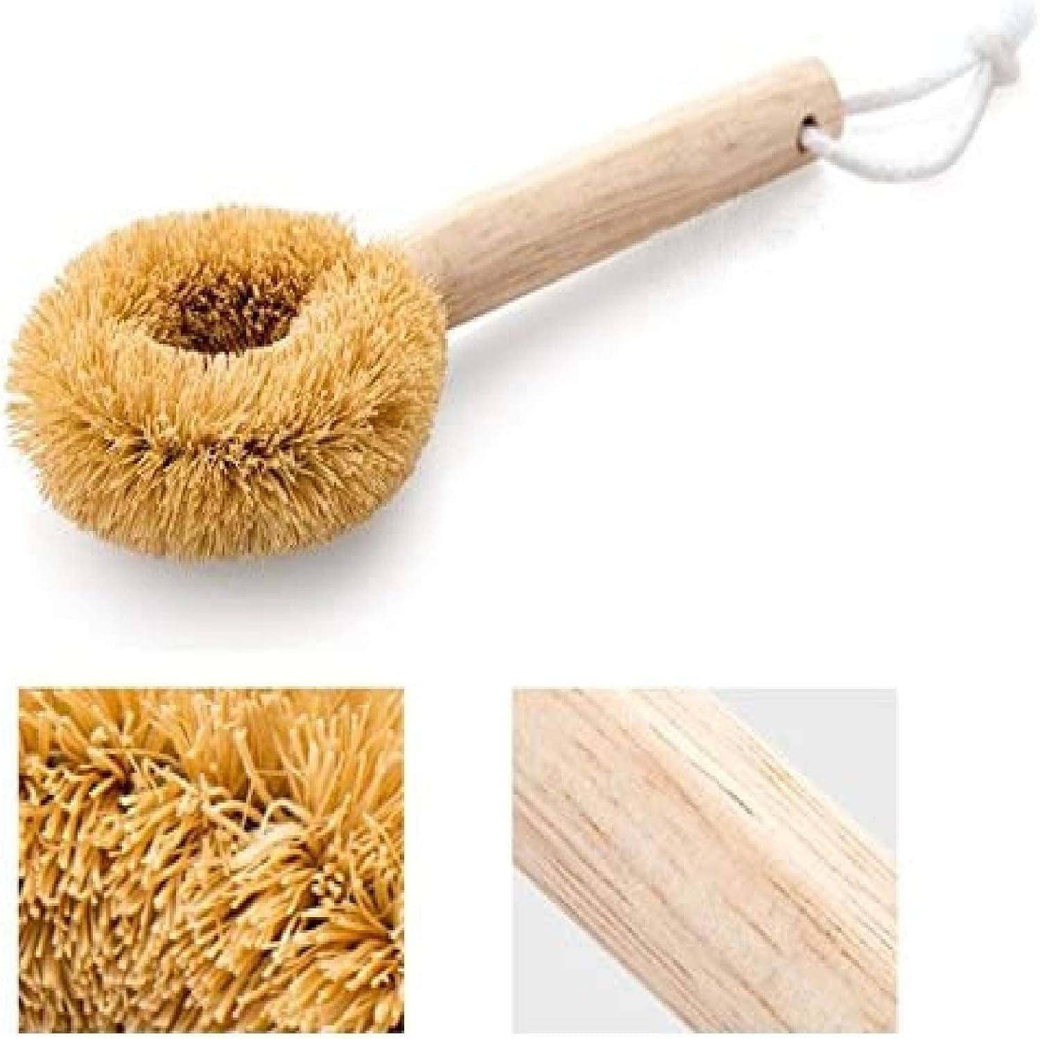 Flunyina 1pc Natural Kitchen Pot Brush Wooden Handle Pan