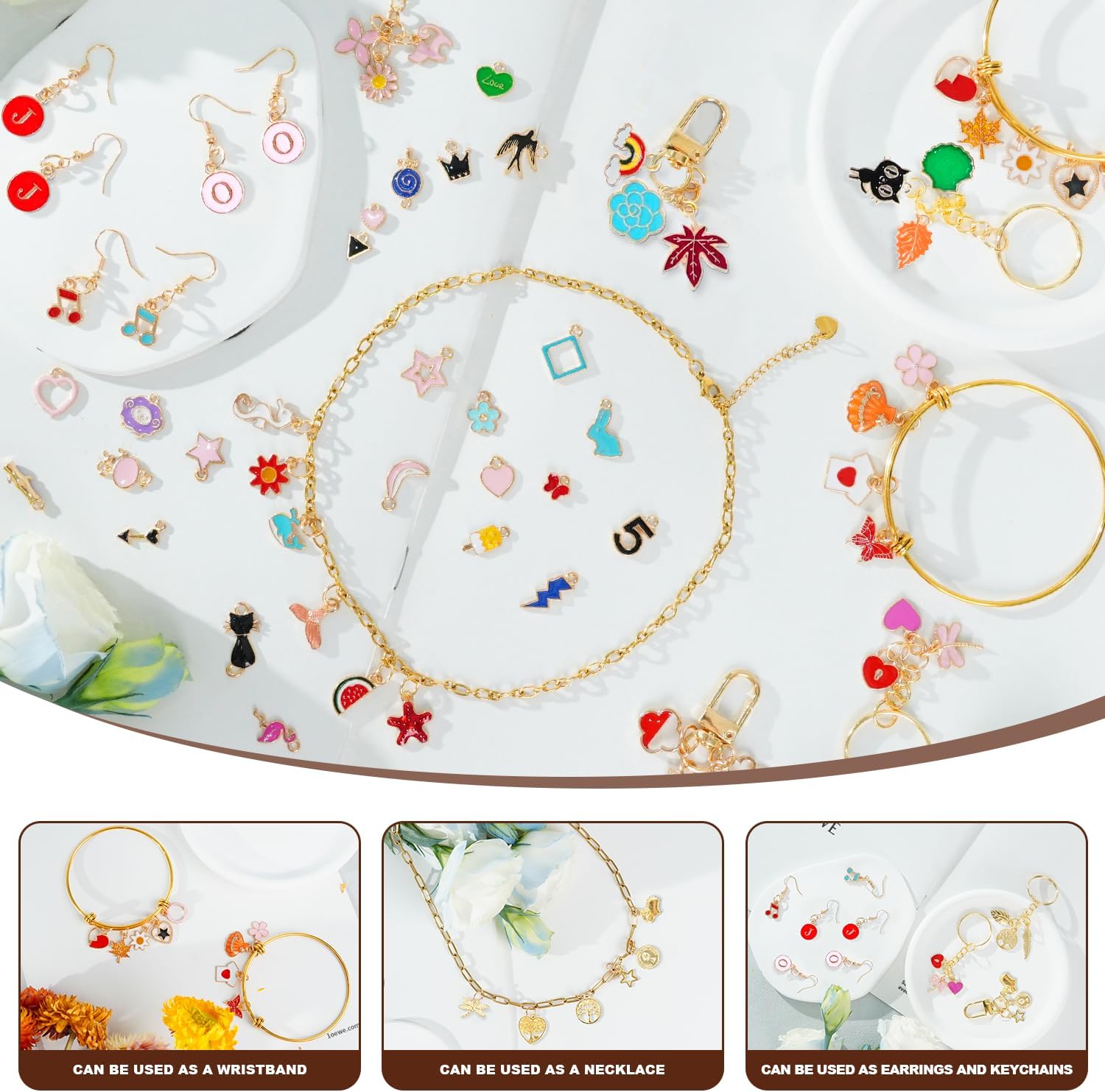 352 Pcs Assorted Charms for Jewelry Making,Mixed Enamel KC Gold Alloy Letter Pendants,Wholesale Bulk Jewelry Charms for DIY Necklace Bracelet Earring and Crafting - Image 6