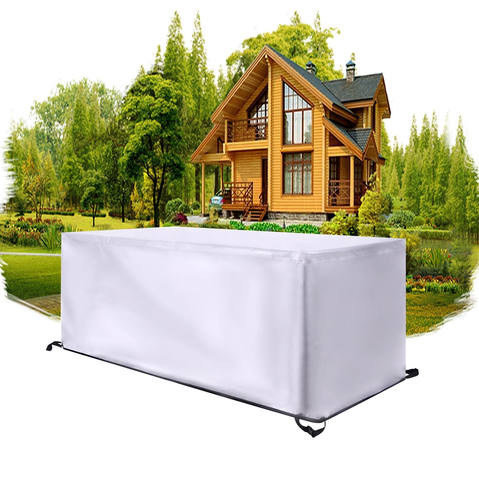 Hnbfkd Silver Garden Furniture Covers 190X80x75cm/Lxwxh Rectangular Patio Furniture Cover Waterproof Table Covers 420D Oxford Furniture Cover Windproof Anti-Uv For Chair Table Outdoor Rattan Sofa Cover