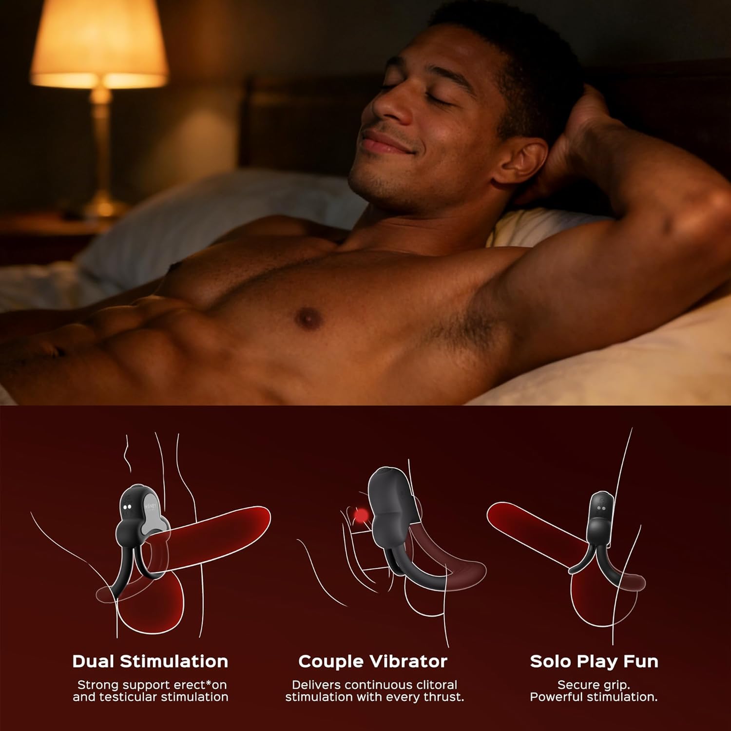 HoneyPlayBox ANELLO Vibrating Cock Ring Couples Sex Toy for Men Women, Silicone Penis Ring Vibrator with APP Control, Clitoral Stimulator with 9 Vibrations, Male Adult Sex Toys & Games (Black)