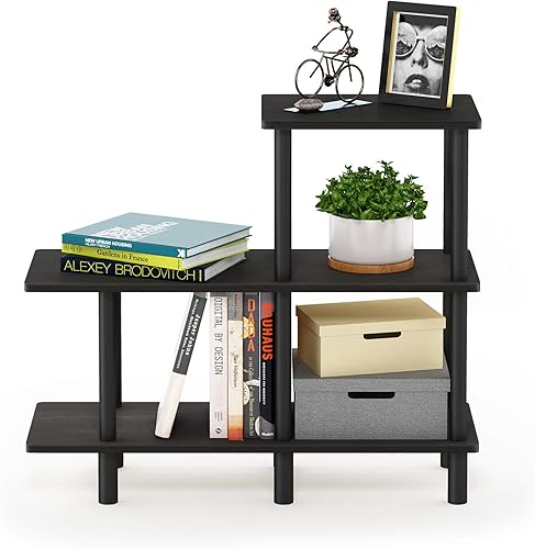 Miniatura 4 de Furinno Turn-N-Tube - Estantería para escalera (3 niveles), Madera, Espresso  negro