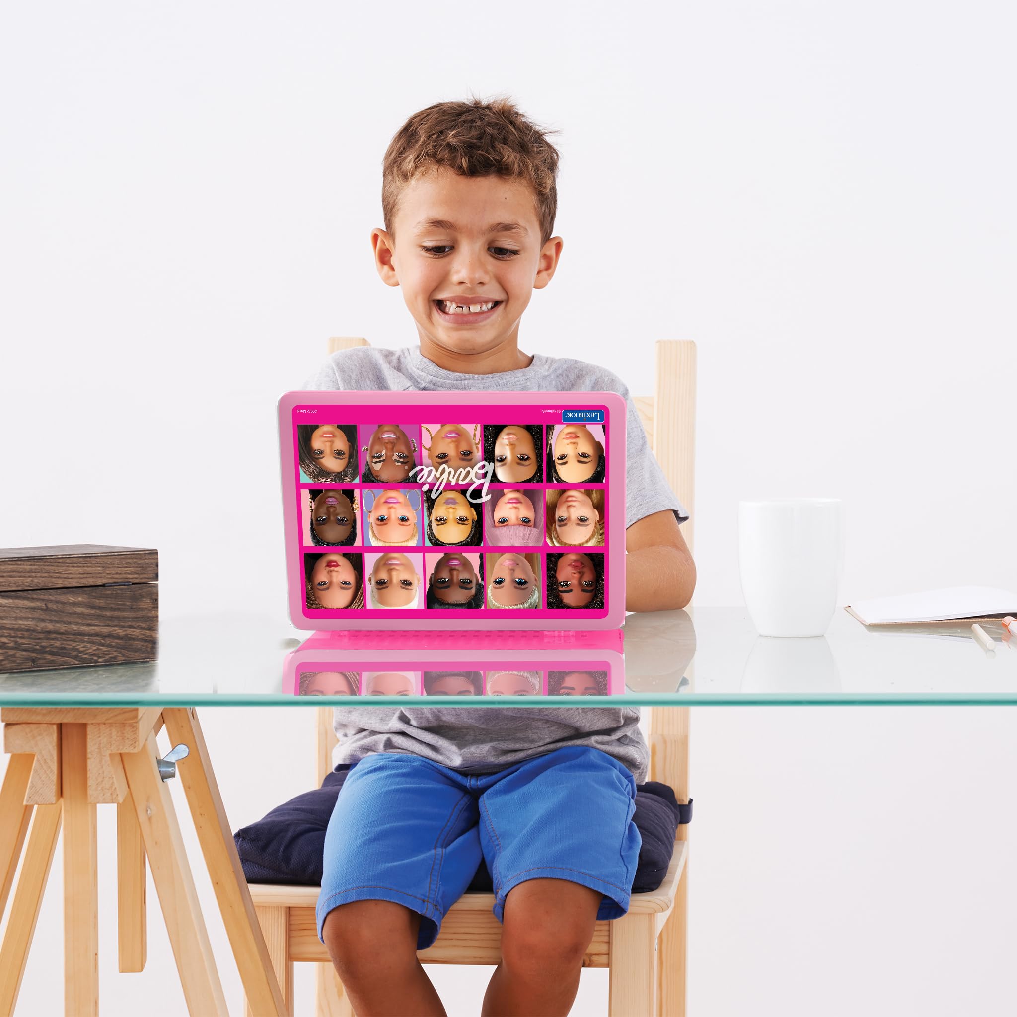 LEXIBOOK, Barbie, Portátil Bilingüe y Educativo ESPAÑOL/INGLÉS, Juguete para Niños, 170 Actividades para Aprender, Jugar y Música, Pantalla Grande, Rosa, JC599BBi2