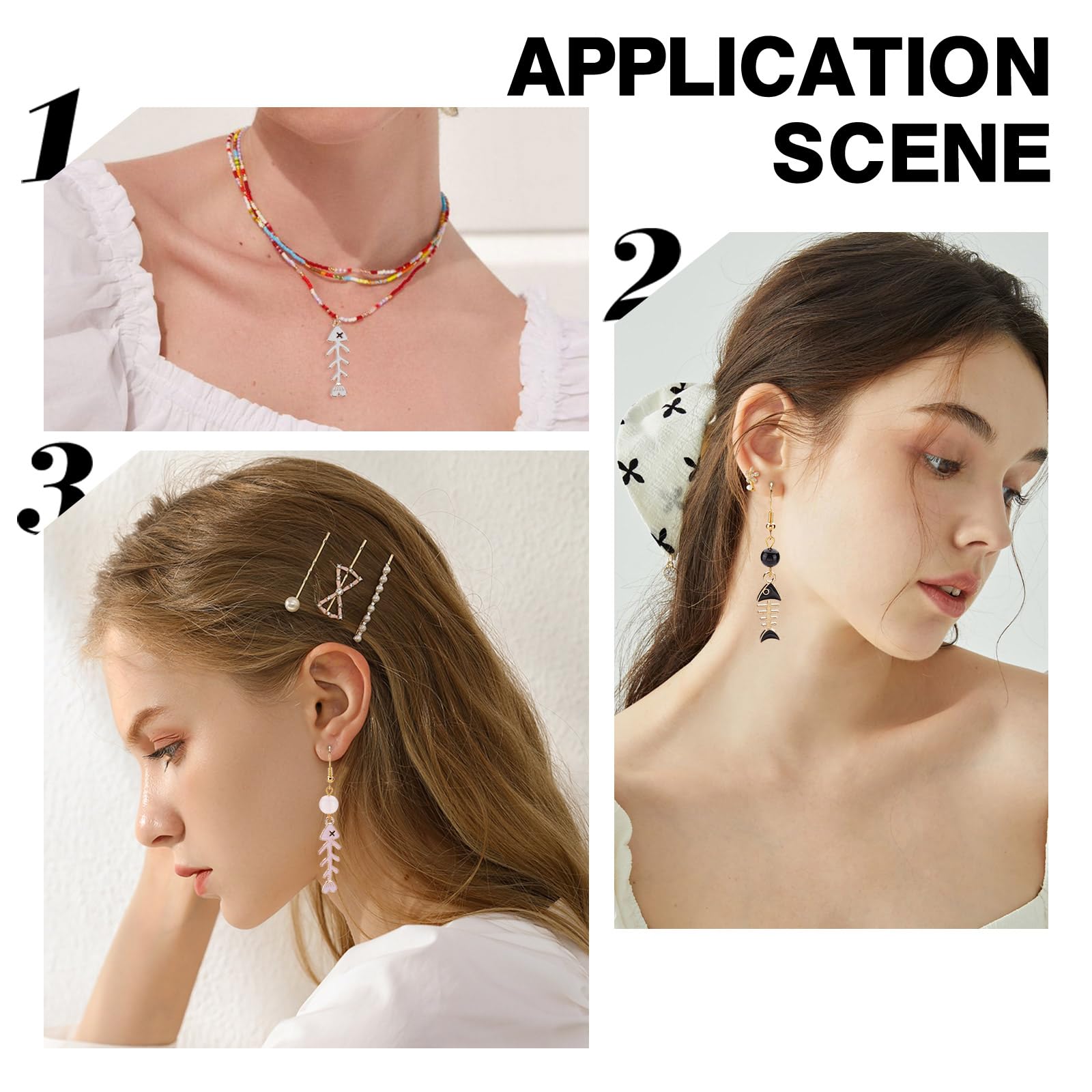 Amazon | SUNNYCLUE 48個2種 魚 チャーム 動物 エナメル チャーム 海洋 