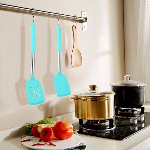 Miniatura 6 de 2 piezas de silicona sólida espátulas de cocina ranuradas antiadherentes, utensilios de cocina resistentes al calor de 600 F, utensilios de cocina