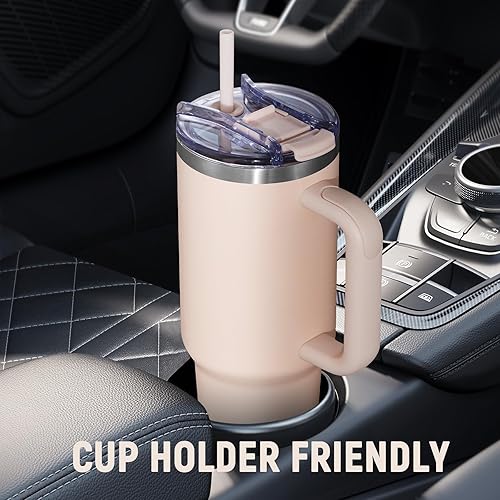 Miniatura 5 de 40 oz Tumbler with Handle and Straw Lid,Insulated Reusable Stainless Steel Water Bottle Travel MugCupholder Friendly Double Wall Vacuum Sealed Cup