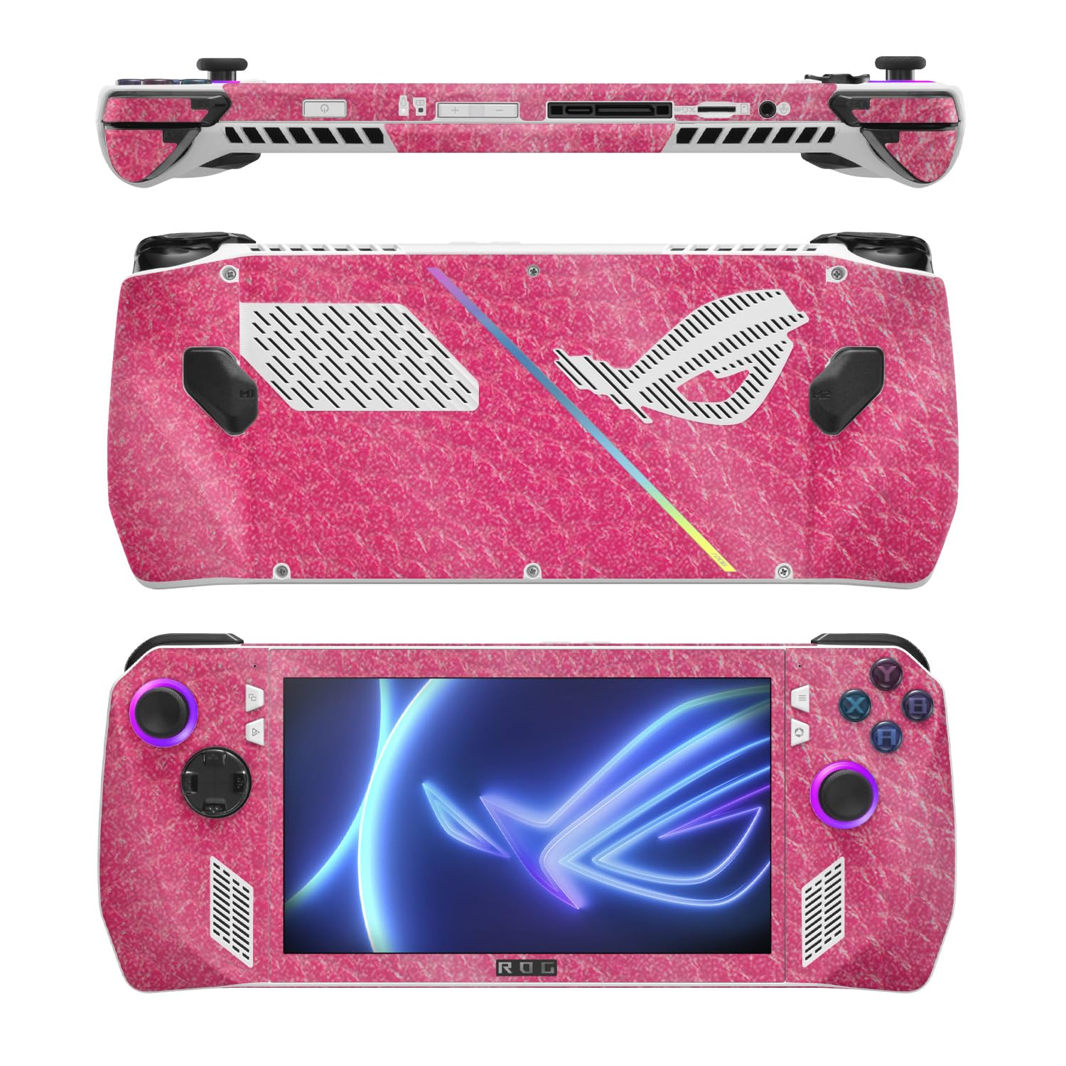MightySkins Glossy Glitter Skin Compatible with Asus ROG Ally - Pink Pleather | Protective, Durable High-Gloss Glitter Finish | Easy to Apply