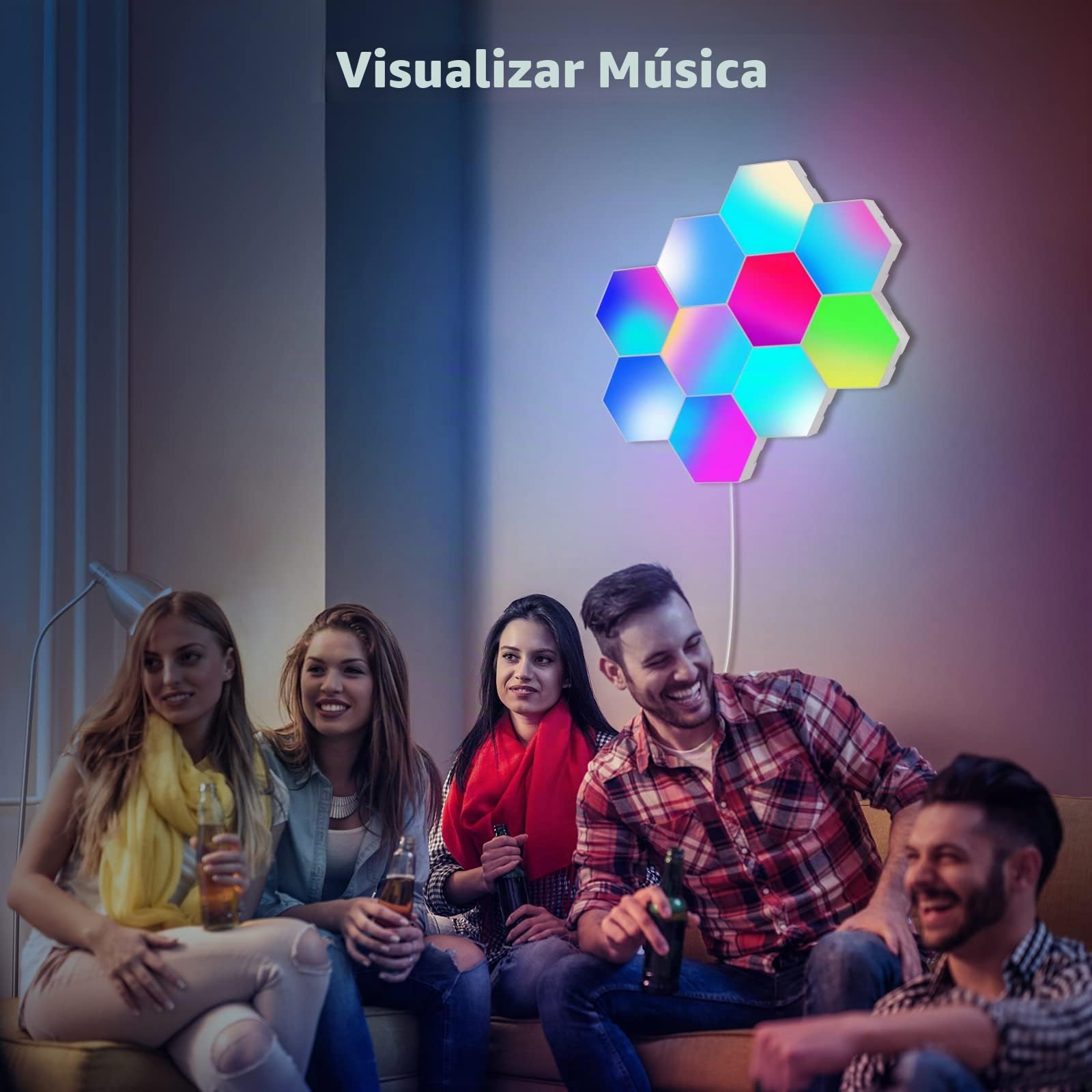 OurLeeme Paneles LED Hexagonal con Control Remoto, Luces LED Pared RGB Neon Pared Inteligentes Luz Nocturna, Panel LED de Empalme de Geometría Bricolaje para Habitación Sala Fiesta (12 PCS)