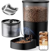 Automatic Cat Feeder with Camera and Water Fountain, Stainless Steel Cat Bowls