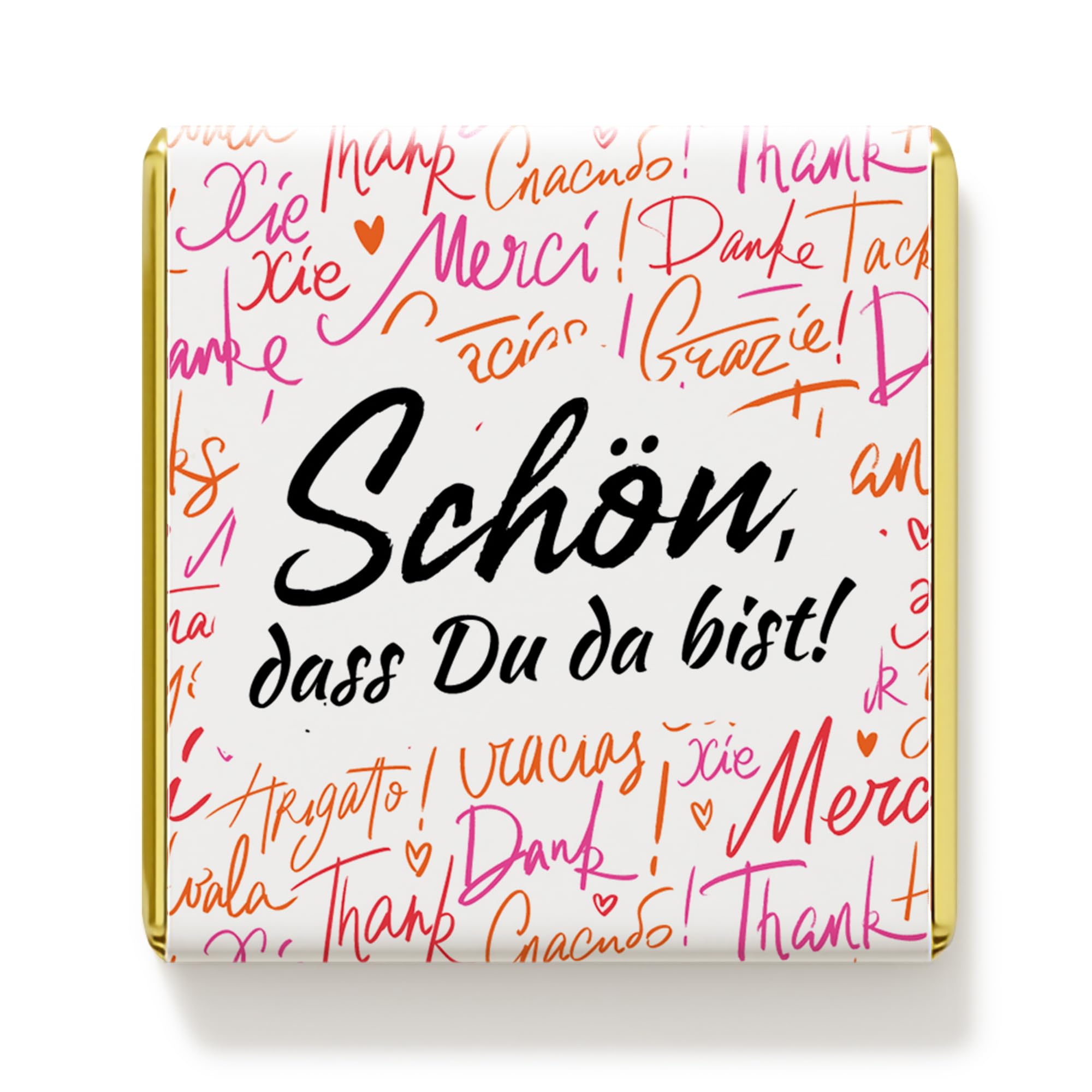 145 Stück Danke Schokolade "Schön, dass du da bist“ – Mini Milchschokolade Gastgeschenk für Gäste – Perfekt für Events, Feiern & besondere Anlässe