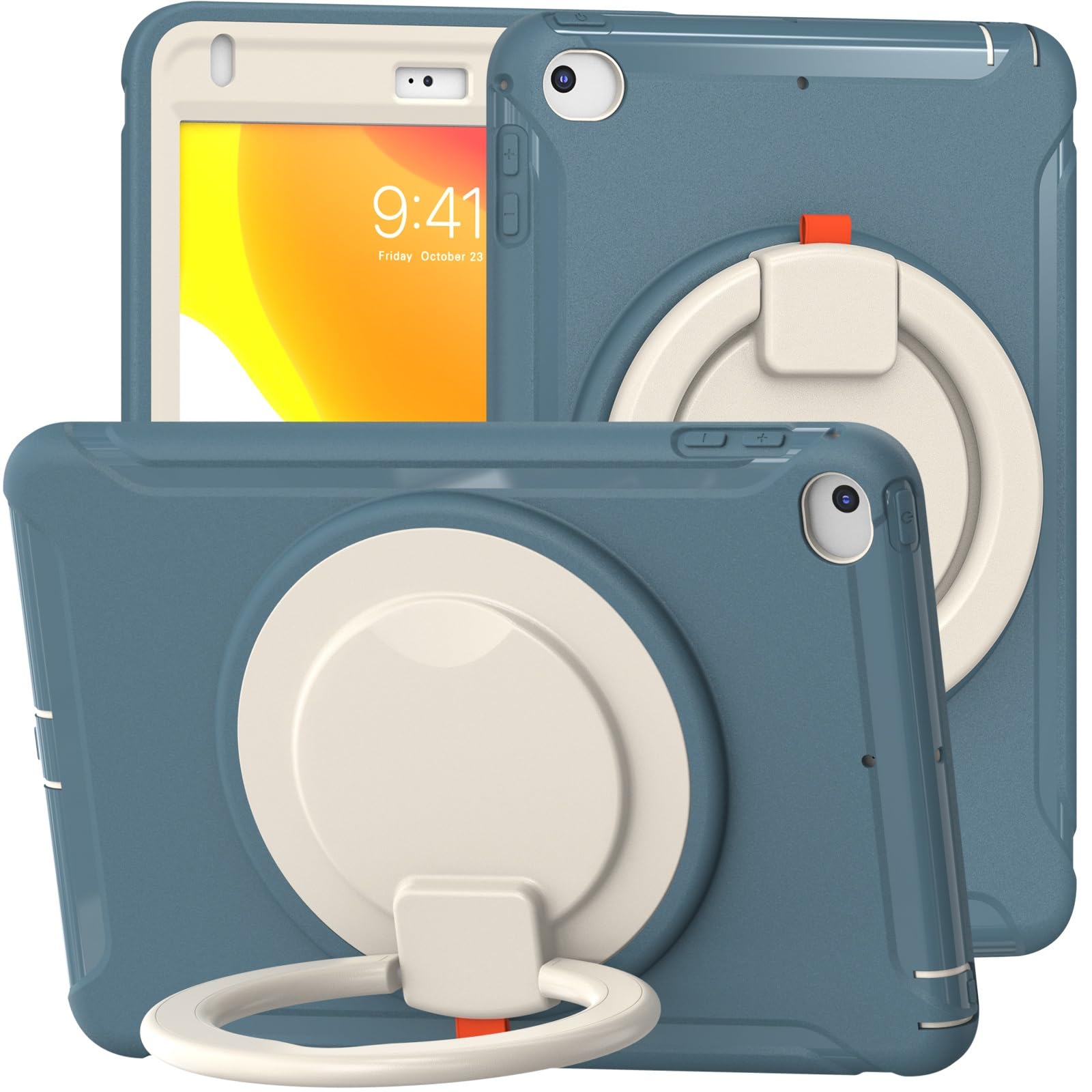 Coque iPad mini 5 et 4 antichoc avec poignée rotative et béquille robuste - Bleu - 8