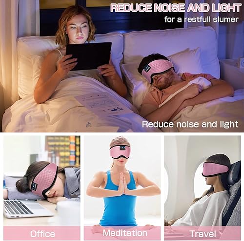 Miniatura 6 de LC-dolida - Antifaz para dormir con auriculares Bluetooth, máscara de dormir 3D para dormir de lado, el mejor regalo y esencial de viaje (rosa
