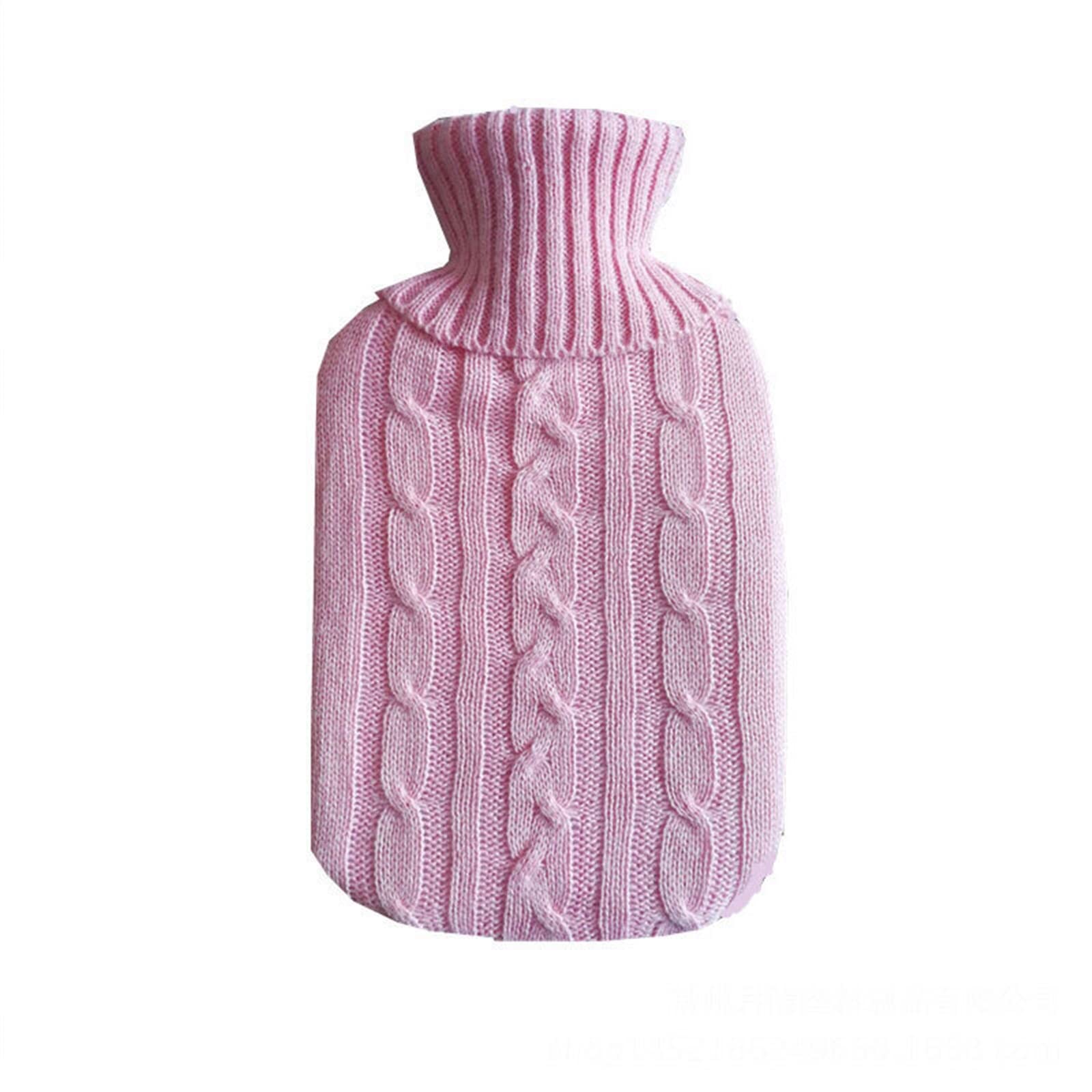 Botellas de agua caliente, Botella de agua caliente de goma de inyección de agua con tapa, botella de agua caliente bolsa de agua caliente de invierno botella de agua calentadora de pies de mano(Pink)