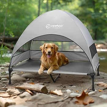 Amazon.com : Veehoo Outdoor Dog Bed with Canopy, Cooling