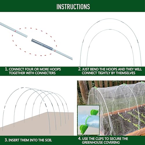 Miniatura 5 de MAXPACE Aros de invernadero para bricolaje túnel de cultivo de menos de 2.7 pies de ancho, marco de aros de fibra de vidrio libre de óxido para tela