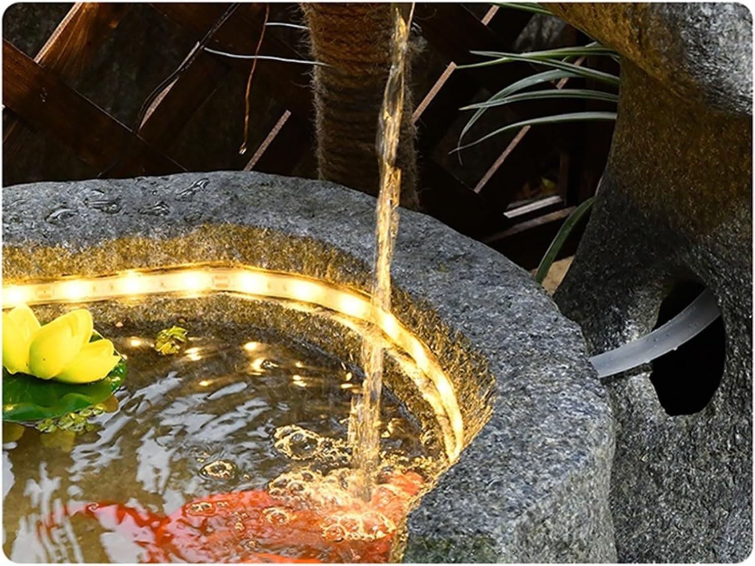 Outdoor Fountain Chinese Courtyard Interior Decoration, Rockery Water Fountain Fish Pond, Outdoor Garden Landscape Spray Lighthouse Garden Water Feature