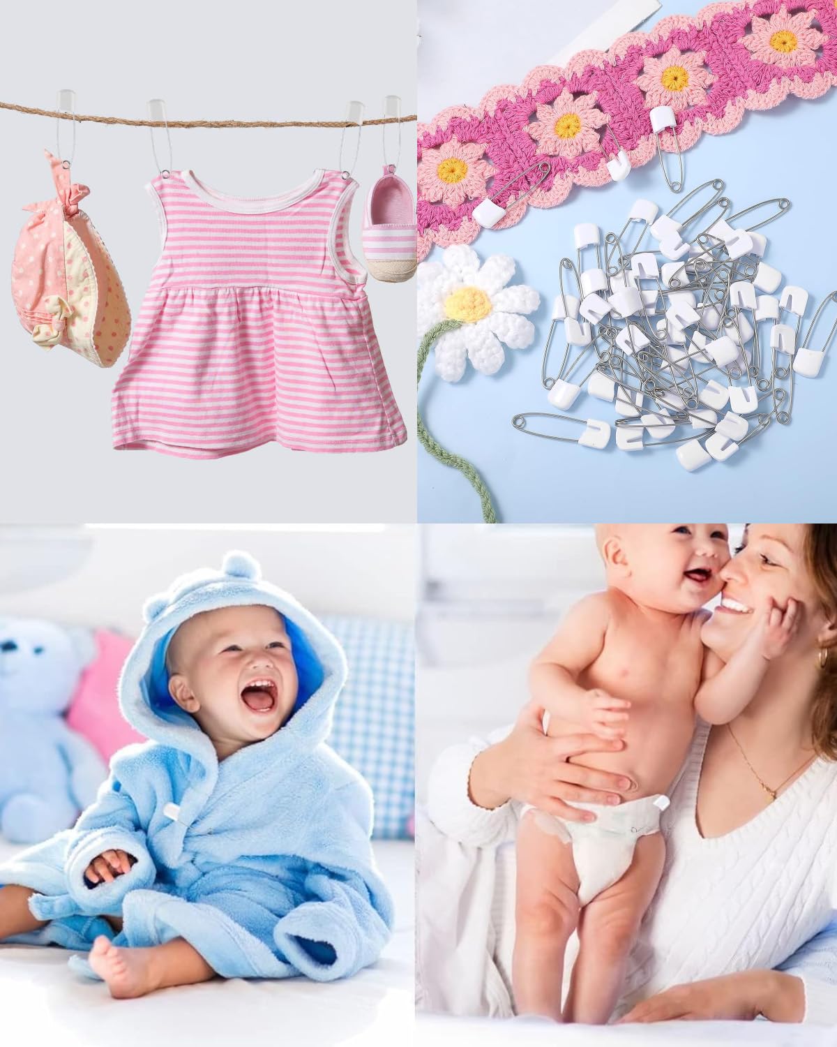 50 Pcs Baby Sicherheitsnadeln 40mm, Bébé Épingles à Couches Tissu Plastique pour les Couches en Tissu épingles de Sûreté Maintiennent le Chiffon de Verrouillage