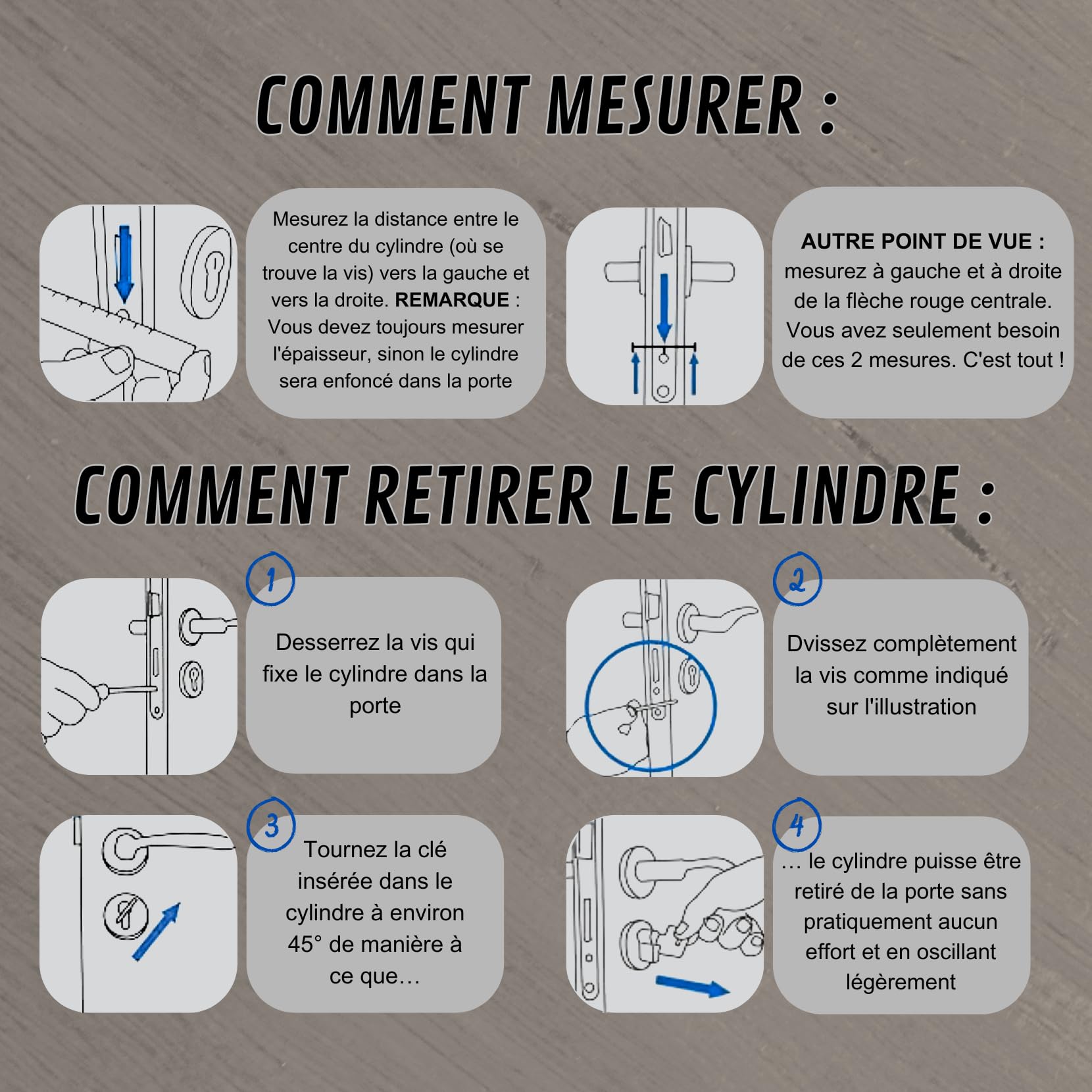 Lot de 2 Cylindres de Serrure en Laiton 30/30 mm avec Bouton, Vis et Clés incluses, Montage facile pour Portes et Garages, Clé unique, Longueur 60 mm