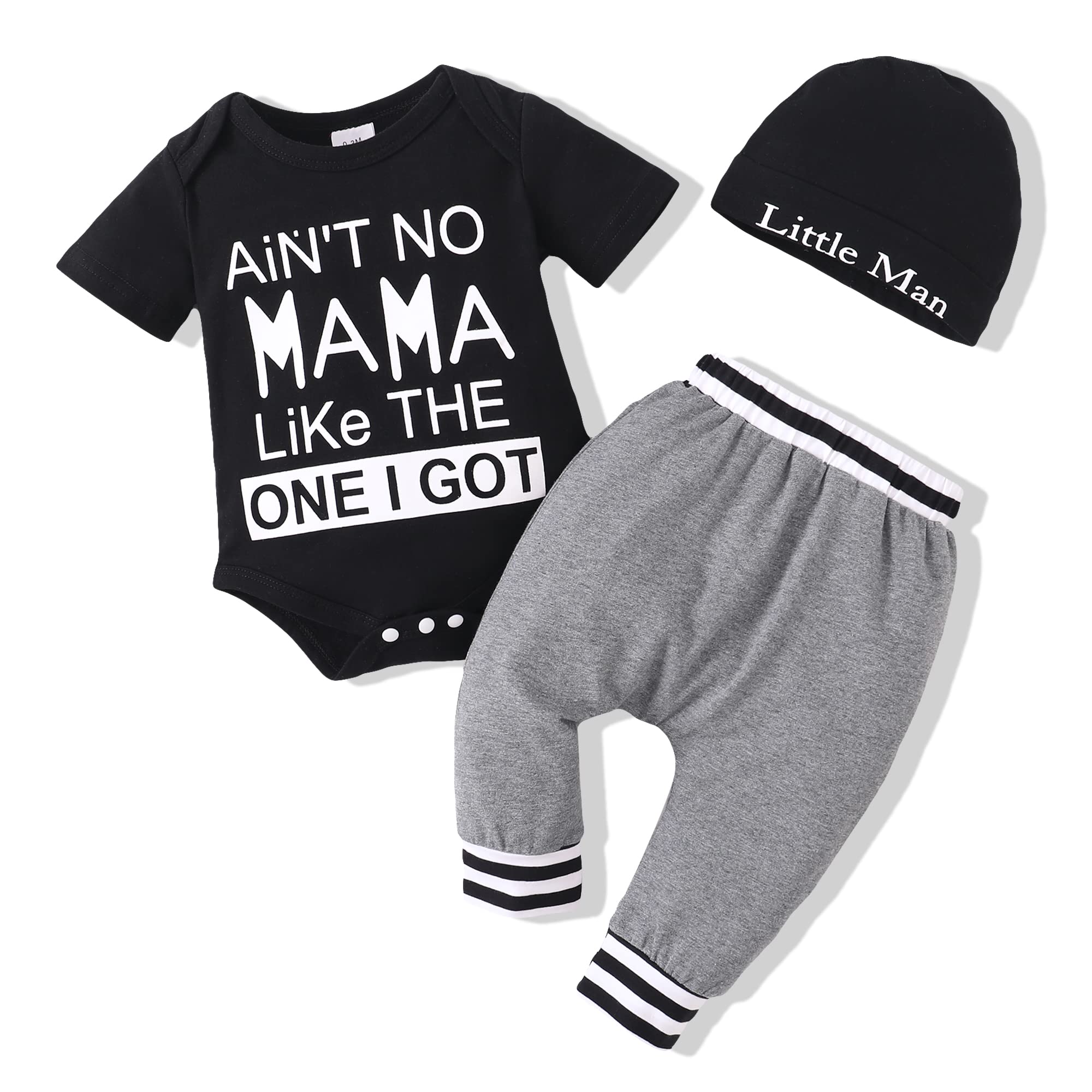 Renotemy Newborn Infant Baby Boy Clothes Outfits New to The Crew Outfits Long Pants Toddler Baby Boy Clothes
