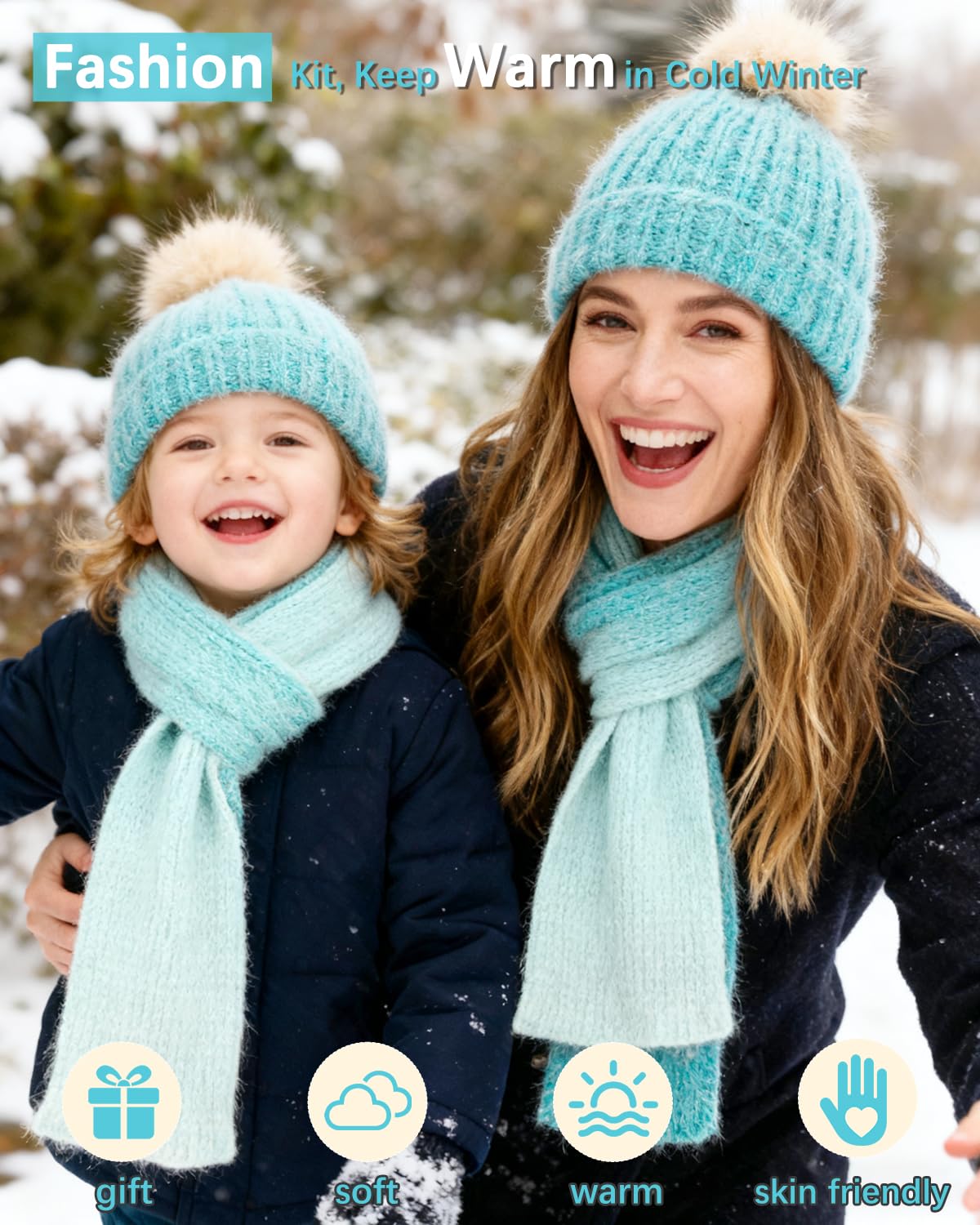 Katech Strickset für Anfänger, Erwachsene, Kinder, Anfänger, Strickset | Komplettes Strickset für Mütze, Schal, Handschuhe, mit Schritt-für-Schritt-Video-Tutorials, ideales Geschenk