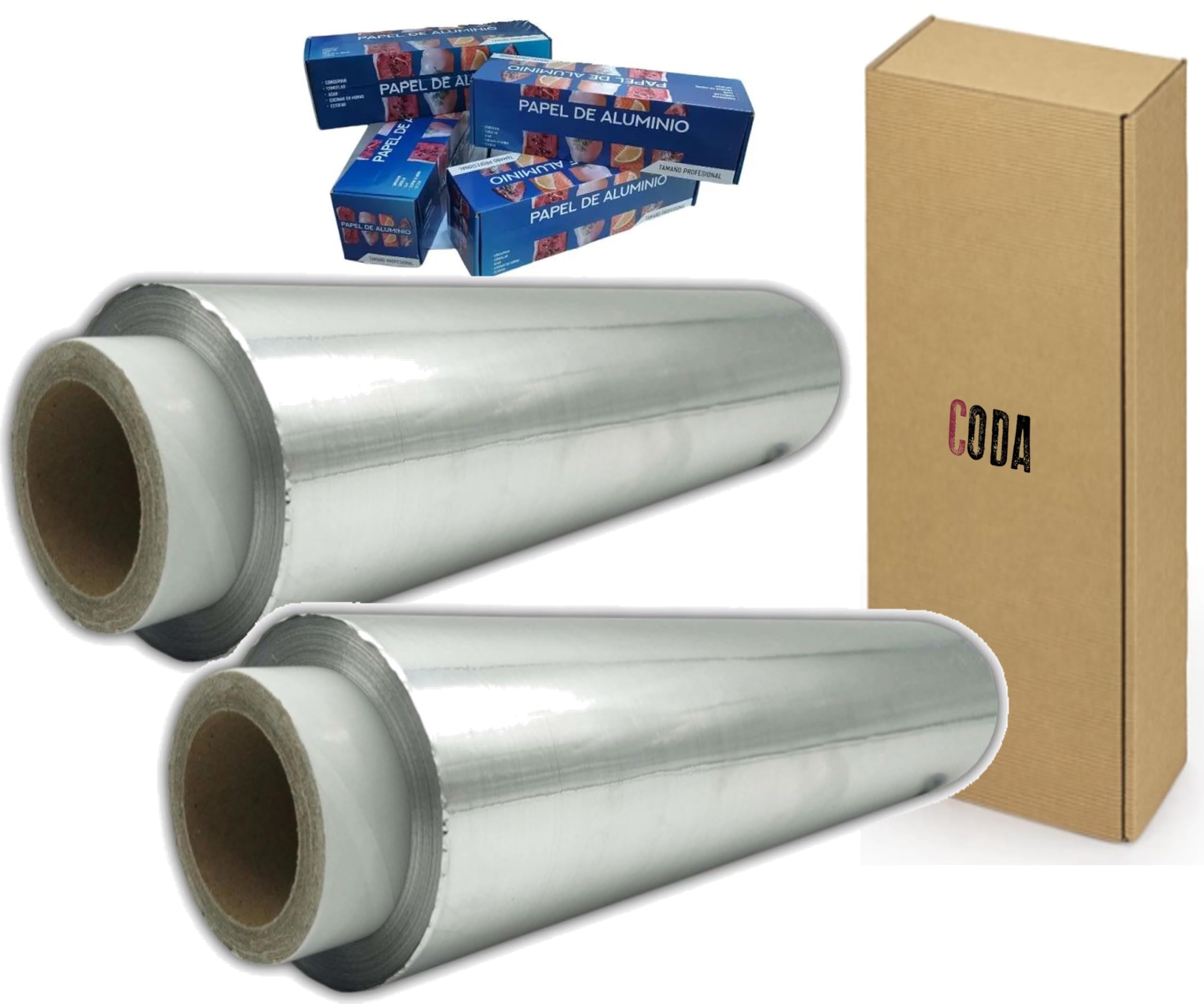 CODA - Papel de Aluminio Profesional 29x300 - Envio 24 h - Hostelería, Cocina, Peluquería - Rollo Industrial Universal Aluminio - Alta Categoría - 1,2 kg - Resistente - Maleable y Dúctil (1)