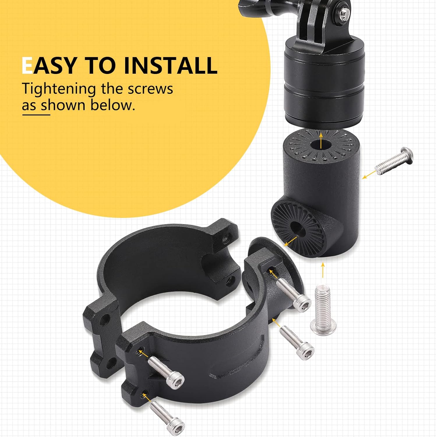 UTV ATV Camera Mount Holder Compatible with GoPro, 1.75"-2" Roll Bar Mount Camera Holder Compatible with GoPro Hero 9 8 7 6 5 4, SJ, DJL, Insta360, 360° Adjustable Aluminum UTV Cameras Mounts Holders