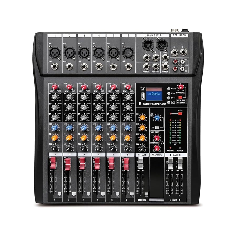 オーディオミキサー 6チャンネル DJ USB Bluetooth Amazon | BOMGE 6チャンネルdjオーディオミキサー、MP3 USB