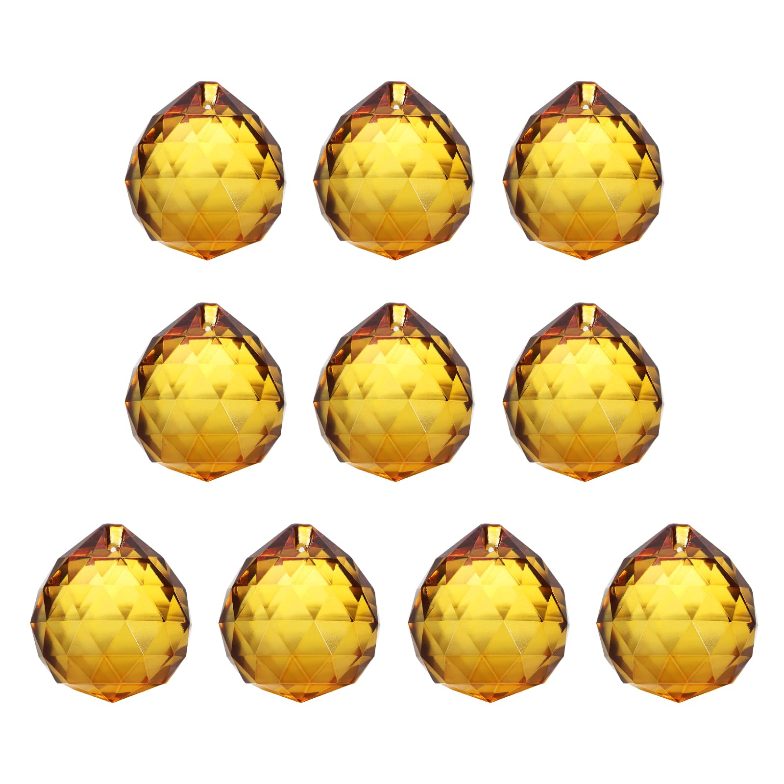 YELARXI Crystal Ball Prisms, Sun Catcher Hanging Prism Sun Catcher Pendant 18mm / 0.71Inch & 10 Pack & Yellow-Fitting for (Outdoor/Indoor/Windows/DIY Decor/Feng Shui/Chandelier)