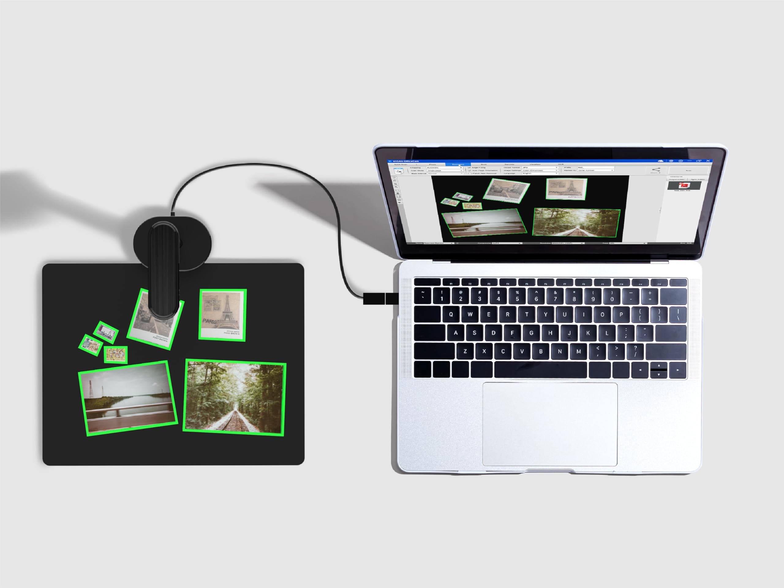 VIISAN Scanner de documents, USB 16 MP, taille d'enregistrement A4, Deskewing, numérisation de documents multipages, technologie OCR et TTS, fonctionne avec Windows et MacOS