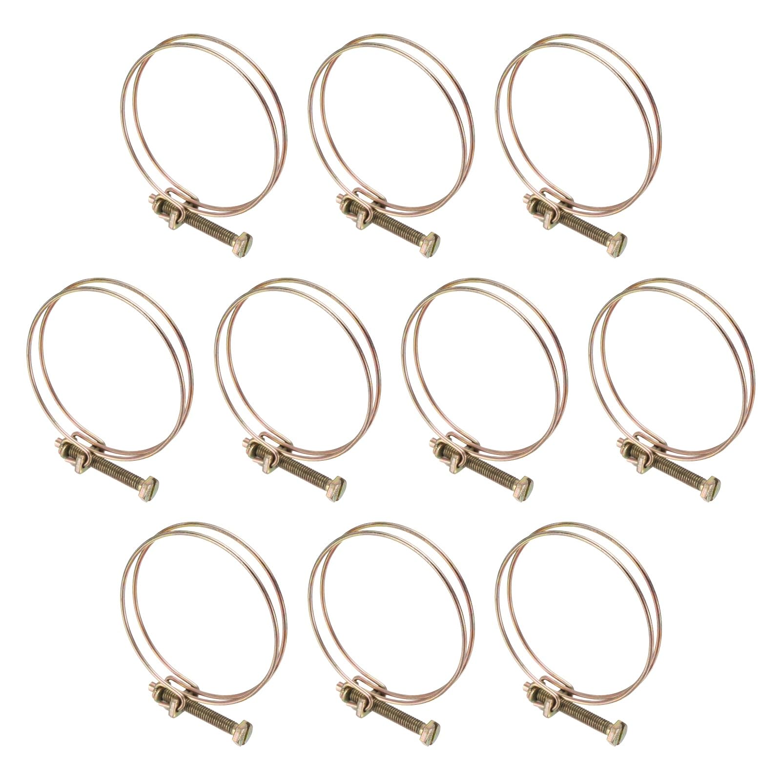 sourcing map 10pcs Adjustable Double Wire Hose Clamp 69-74mm Carbon Steel Wire Hose Clips Pipe Tube Clamps for Dust Collection Rubber PVC Pool Pump Hose
