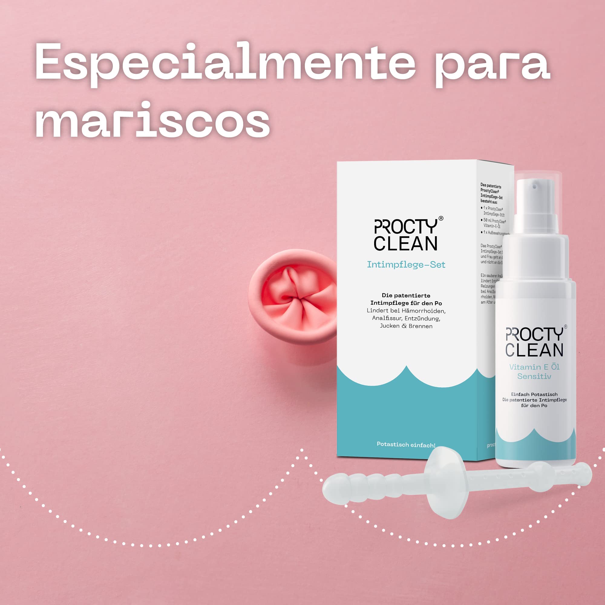 Kit de higiene íntima ProctyClean: Patentado! Alternativa al papel higiénico húmedo. Ungüento para hemorroides y fisuras anales.