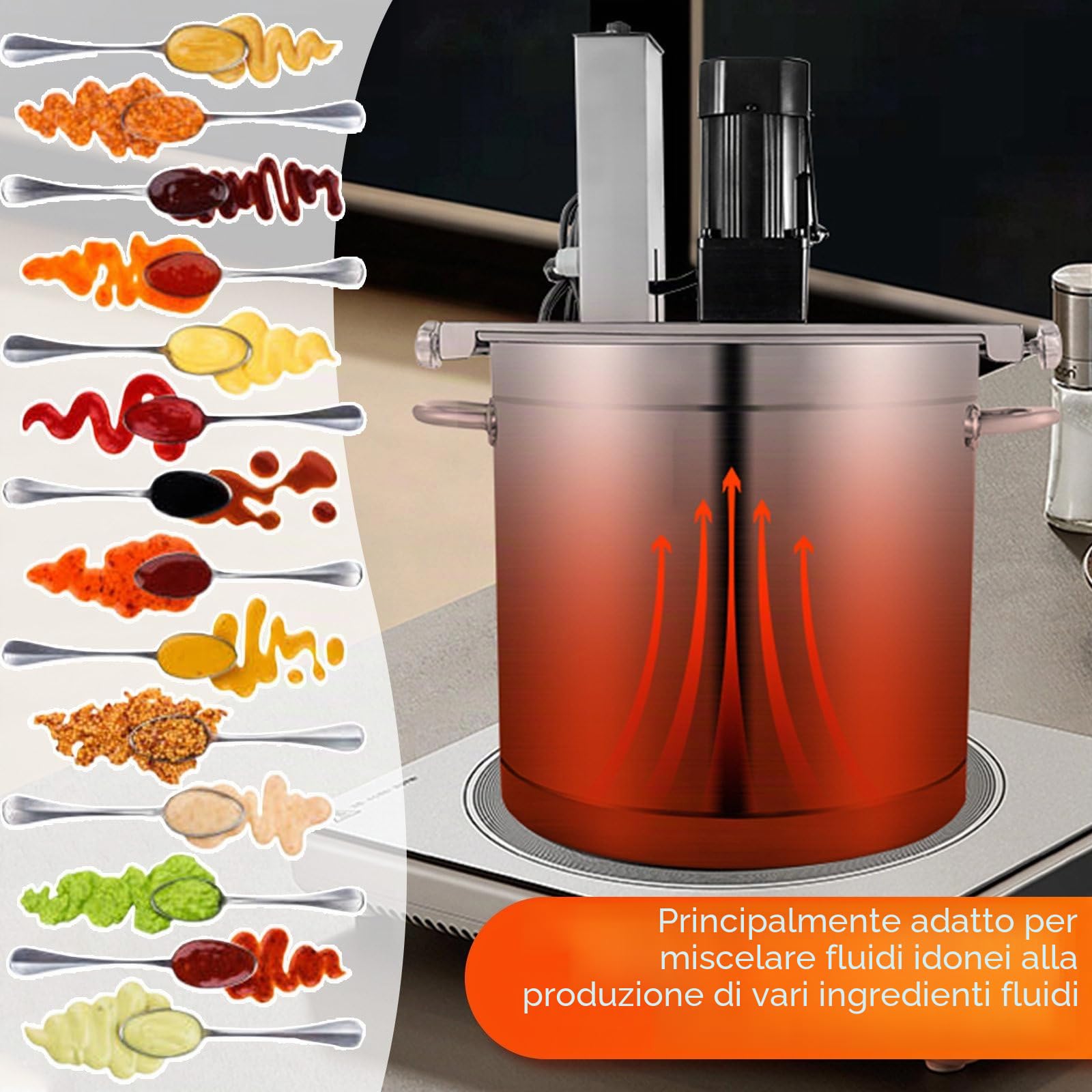 Mescolatore Elettrico Professionale per Marmellate - Macchina Automatica ad Alta capacità (20L/25L/40L/60L) per Salse e Confetture, velocità Regolabile con Raschiatura Fondo,40L