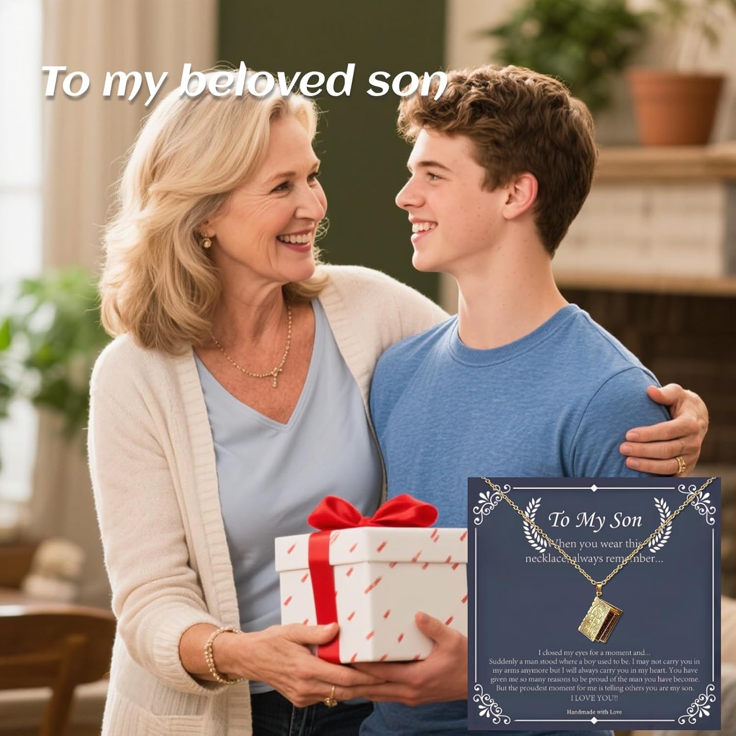 To My Son Necklace Christian Cross Pendant Xquisitely Engraved Lord'S Prayer Necklace Birthday Inspirational Gifts for Son - Image 5