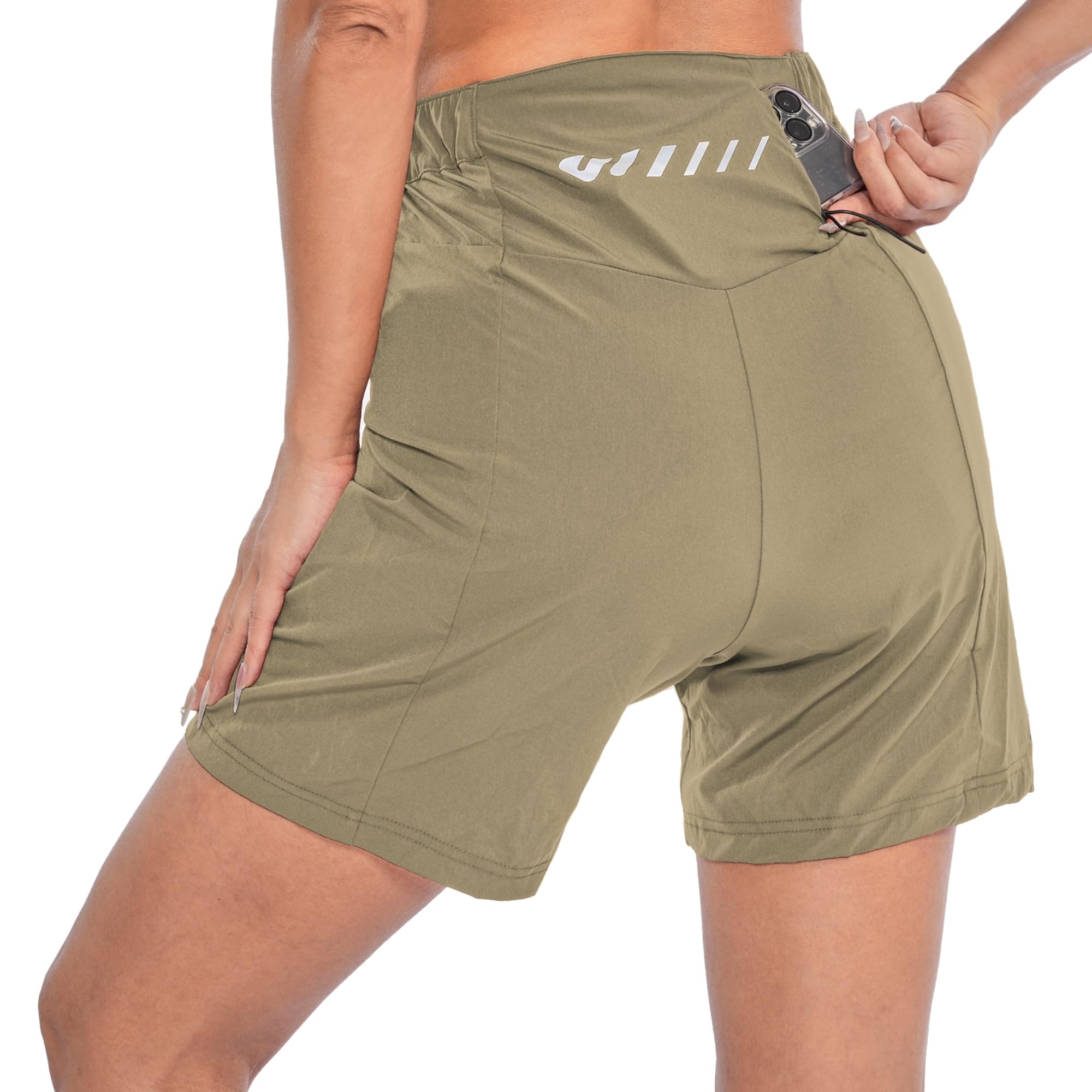 Wulibike Short de cyclisme pour femme - 2 en 1 - Rembourré - Avec rembourrage - Poches zippées