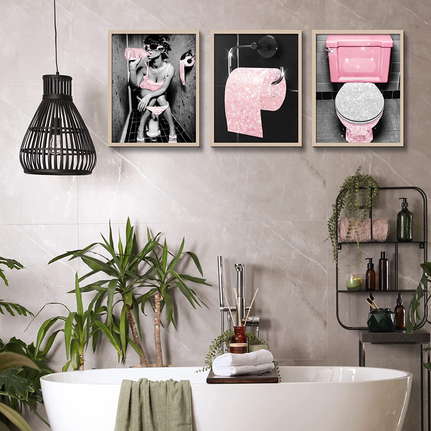 WADBTP Badkamerdecoratieposter, moderne en modieuze huisachtergrond wanddecoratie muurschildering, zonder lijst (stijl 1, 50 x 70 cm