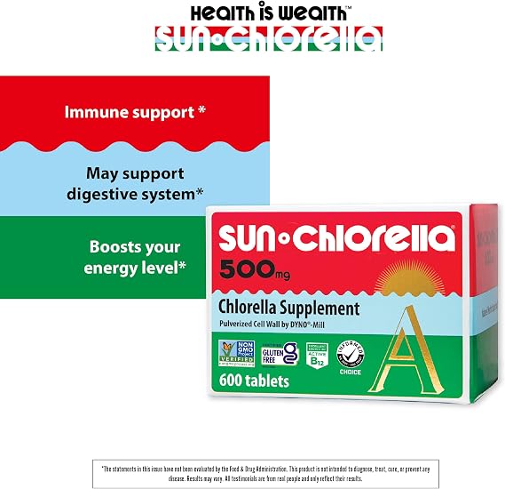 Sun Chlorella A Tablets - 500 mg - 600 Tablets