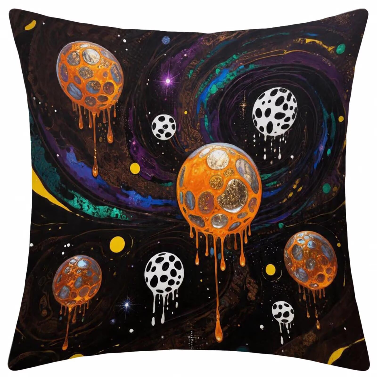 Housse coussin 60x60 abstrait velours Planète Housse carrée pour déco