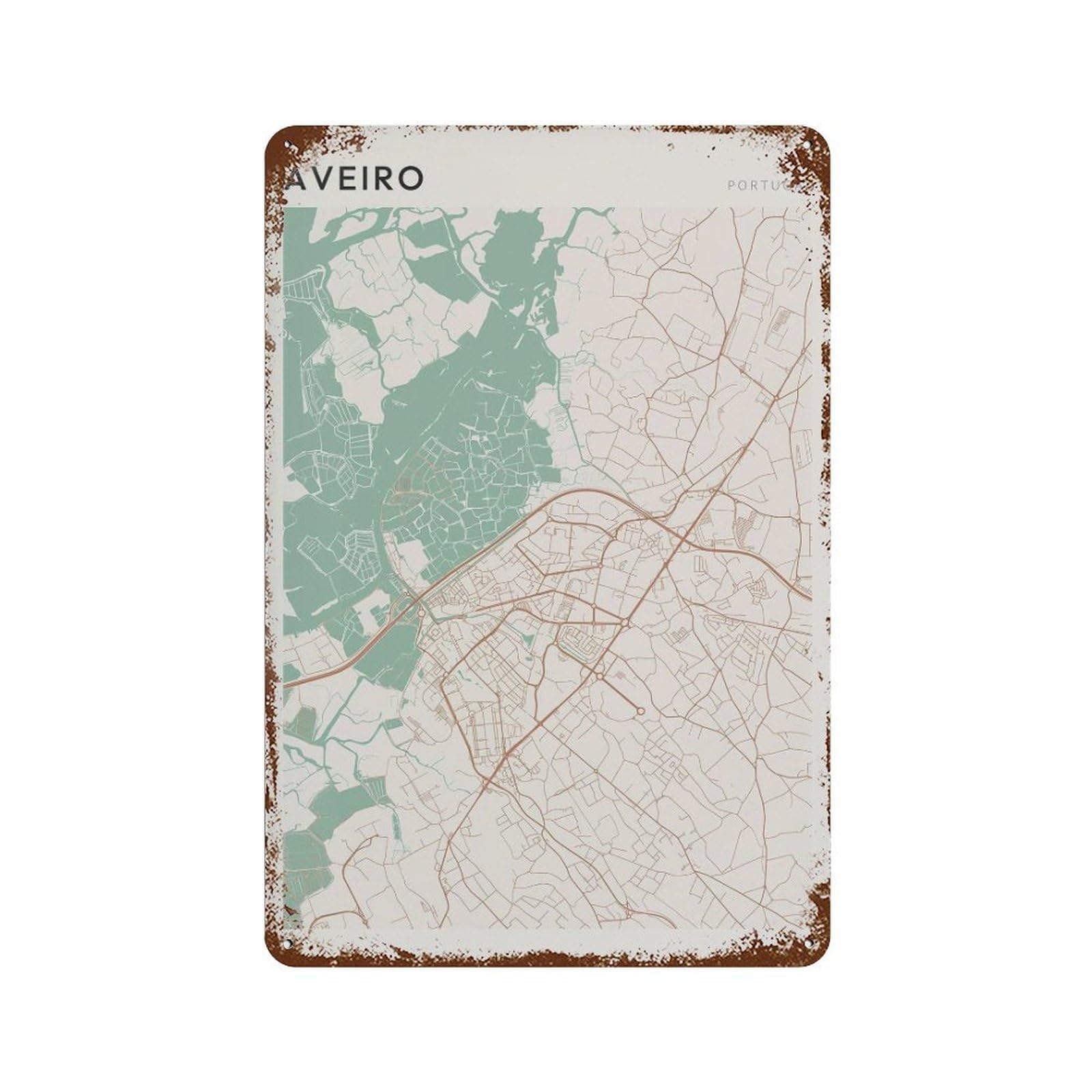xiaoxiaoshen Aveiro Map Portugal Travel Gift Scandi (2) Wall Decor Art Metal Tin Poster Modern Home Decor Art Home Bar Shop Decorations Vintage Sign 30x20cm