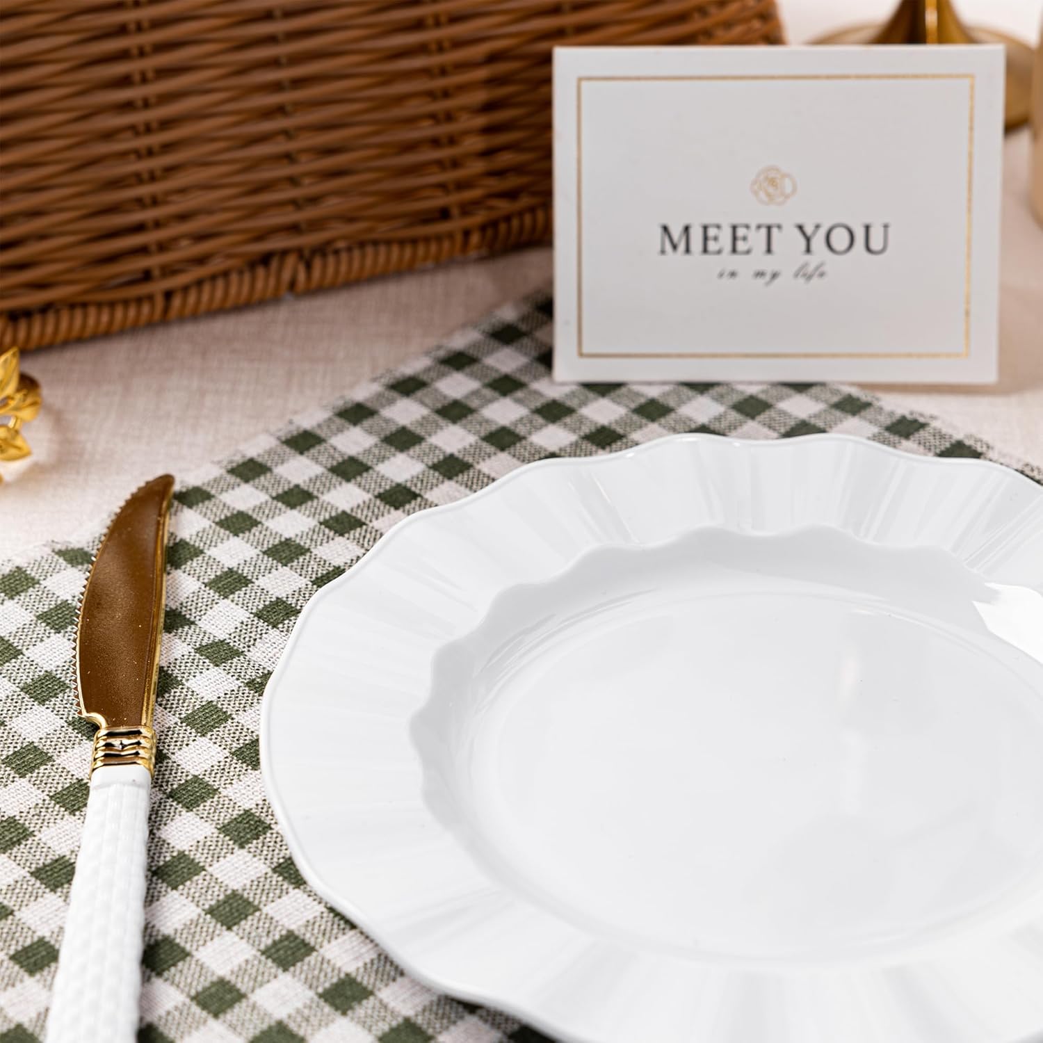 72 Pack White Plastic Plates, 7" Disposable Wave Salad/Dessert Plates Elegant Heavy Duty Plate for Party, Wedding, Thanksgiving, Christmas - Image 5