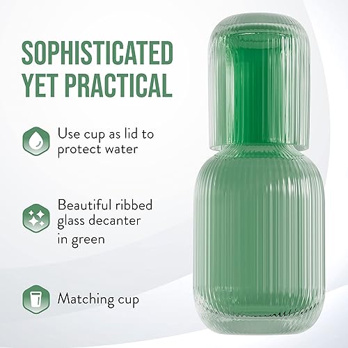 Miniatura 3 de Jarra de agua con vaso  Jarra de 28 onzas y vaso a juego  Utiliza la taza como tapa para la jarra  Para la habitación de invitados mesita de noche