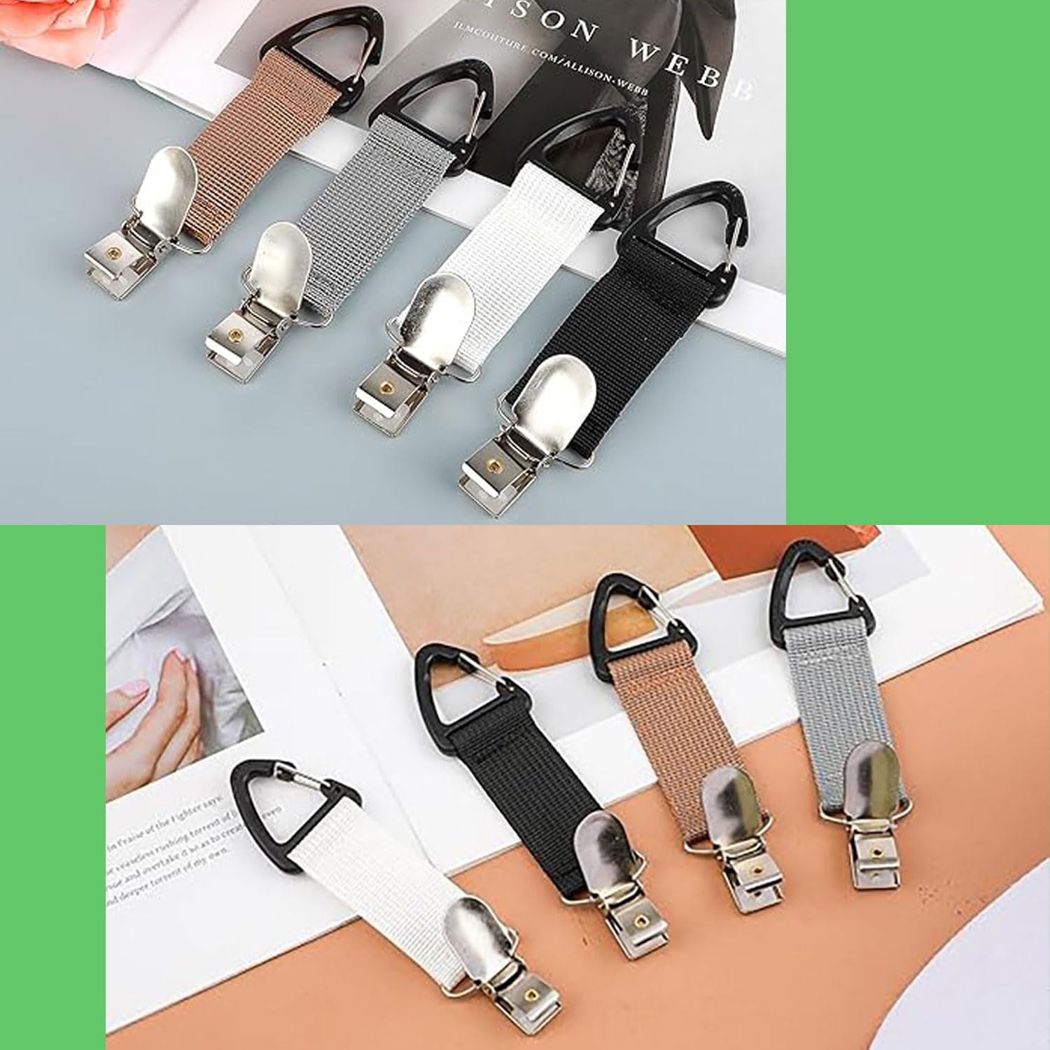 4 Piezas Clips de Sombrero de Viaje Portátil para Bolsa de Lona y Mochila,Multifuncional con Elástico para Sombrero y Bufanda,Accesorios de Viaje al Aire Libre Manos Libres para Hombres y Mujeres