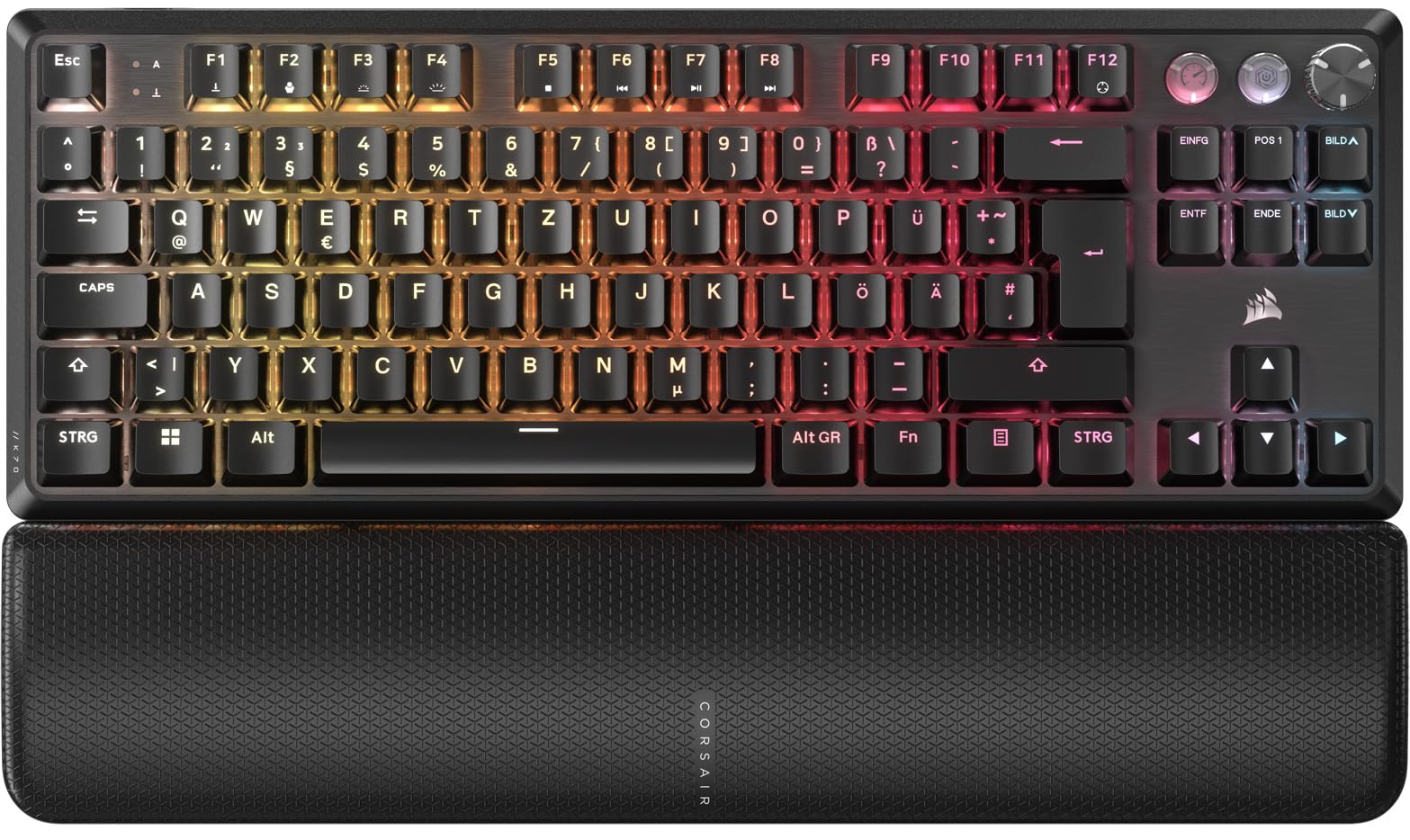 Corsair K70 PRO TKL RGB Mechanische Kabelgebundene Gaming-Tastatur – Geschmierte Hall-Effekt MGX Hyperdrive Einstellbare Schalter, Gleichzeitiger SOCD und Rapid Trigger, 8000Hz, QWERTZ – Schwarz