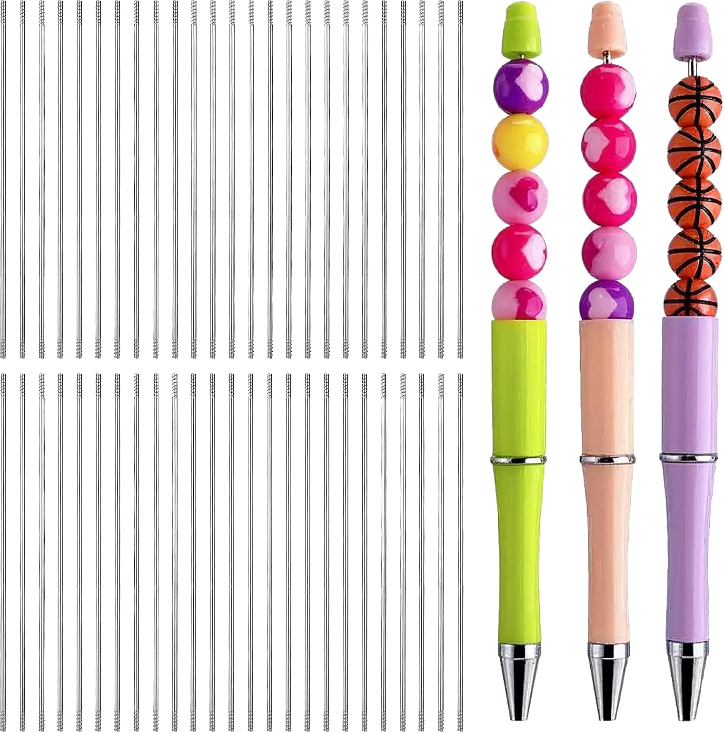 50Pcs Stainless Steel Blank Bars, Rust-Resistance Metal Beaded Rods Replacement, 4.61 Inch DIY Beadpen Bar Extender, Craft Making Supplies for Beaded Pen Repair