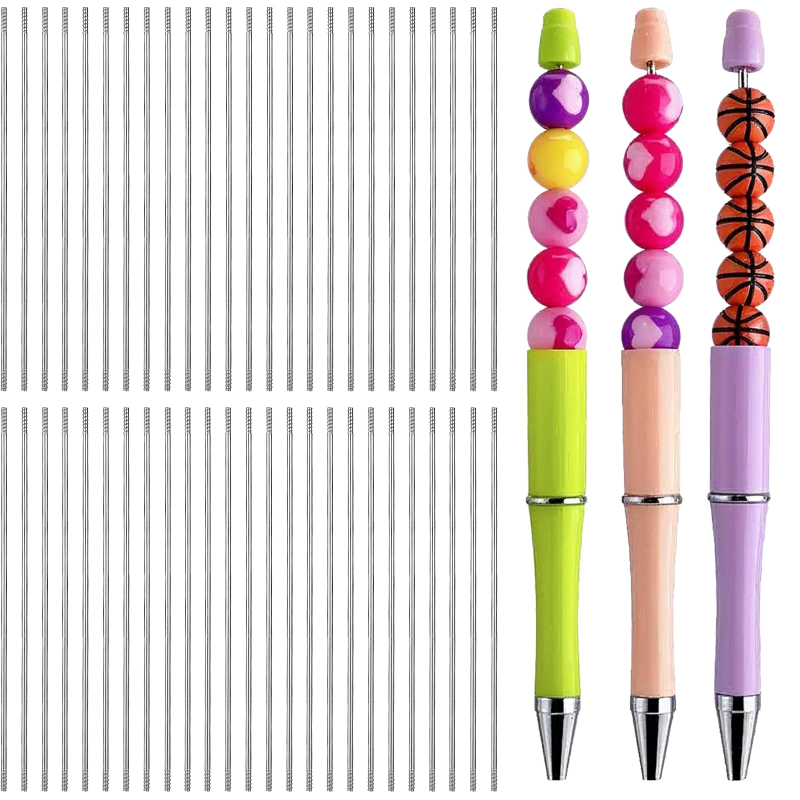 50Pcs Stainless Steel Blank Bars, Rust-Resistance Metal Beaded Rods Replacement, 4.61 Inch DIY Beadpen Bar Extender, Craft Making Supplies for Beaded