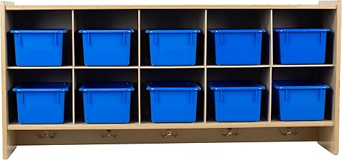 Miniatura 34 de Cubos organizadores de almacenamiento, 10 cubos con ganchos para abrigos, estante colgante de pared para juguetes de niños, guardería, aula, 47 Sin
