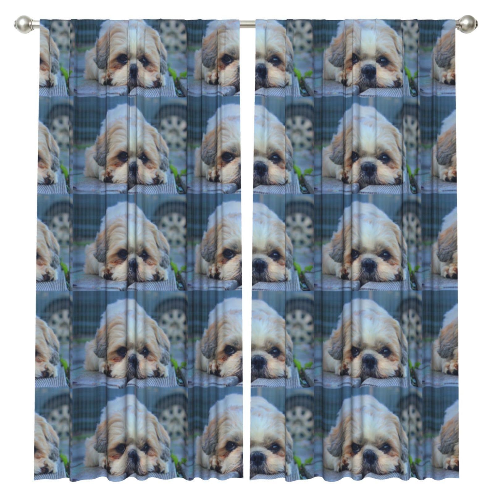 InOmak Shih Tzu Dog, 2 Panels Window Curtains 52 x 84 Inch Blackout Curtains for Living Room Bedroom