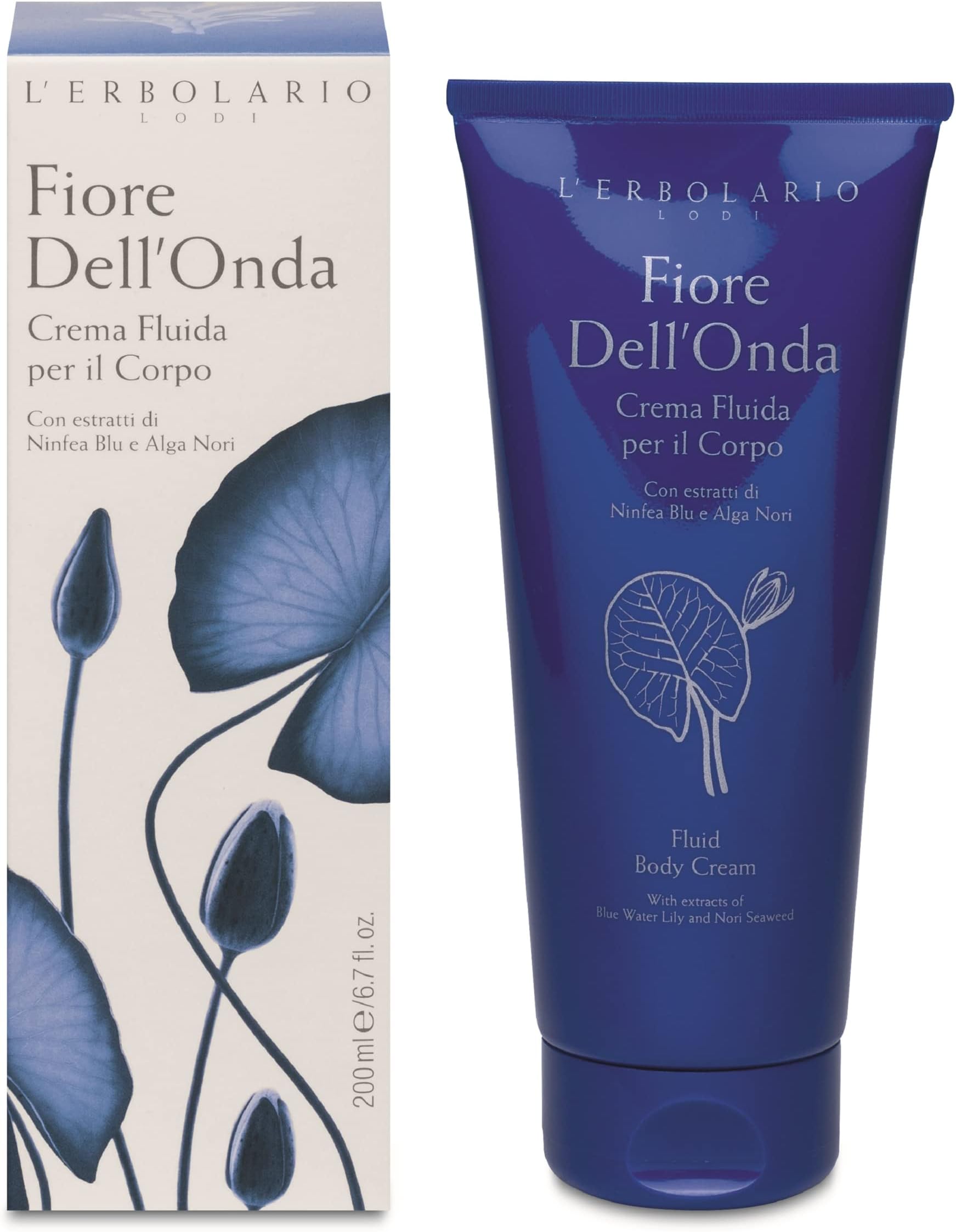 Fiore Dell'onda - Body Cream - Floral, Water Scent - Nourish, Moisturize & Tone Skin with Blue Water Lily & Nori Seaweed, 6.7 oz